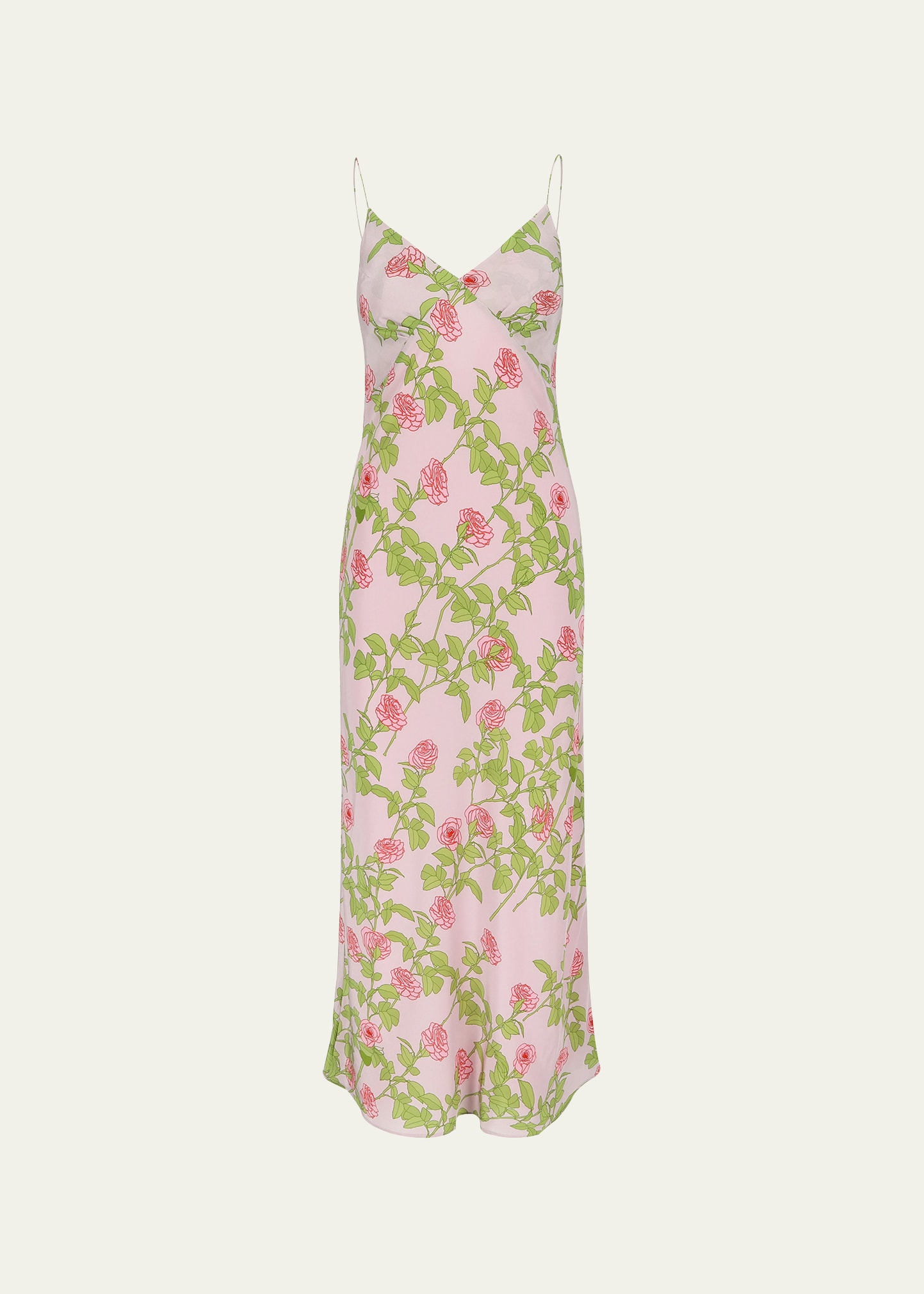 Bernadette Rose Floral Print Maxi Slip Dress In Climbing Rose Pin