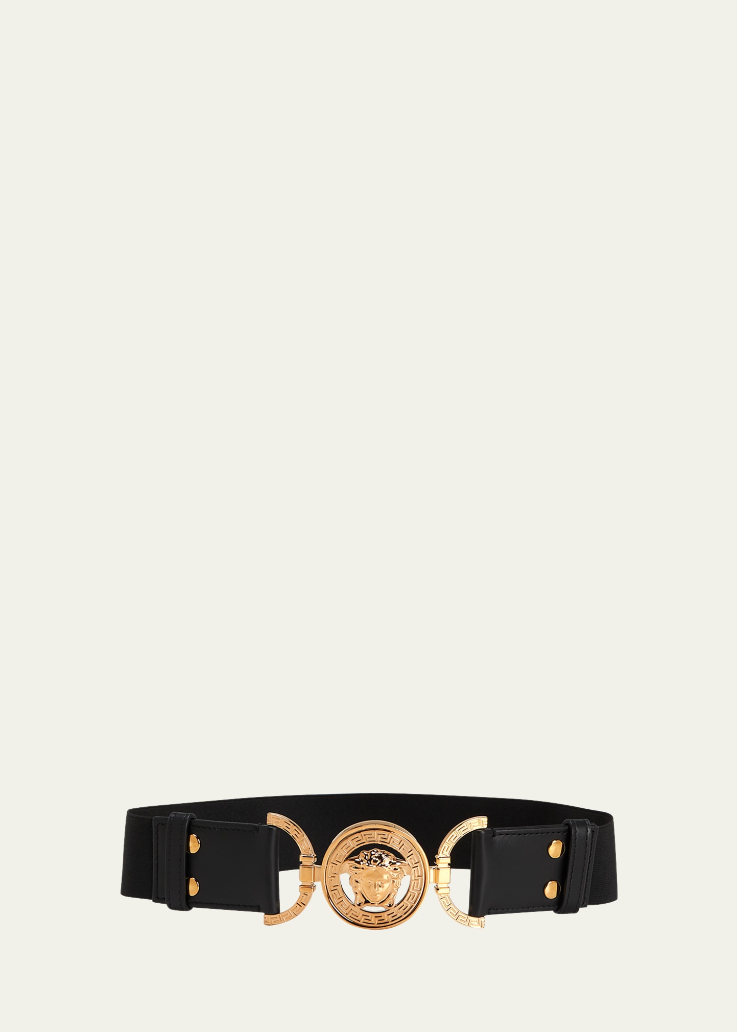 Shop Versace La Medusa Wide Leather Belt In Black  Gol