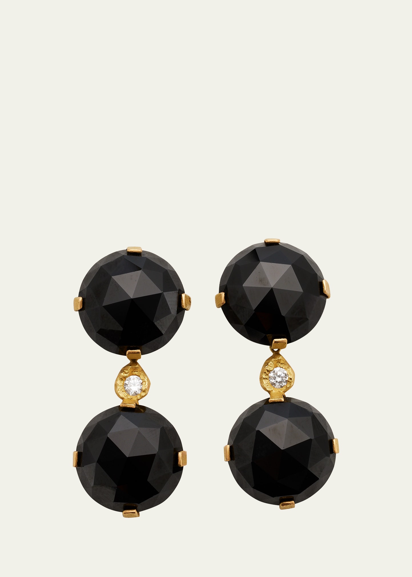 Elhanati Evita Big Earrings in 18K Solid Yellow Gold with Black Spinel and Top Wesselton VVS Diamonds