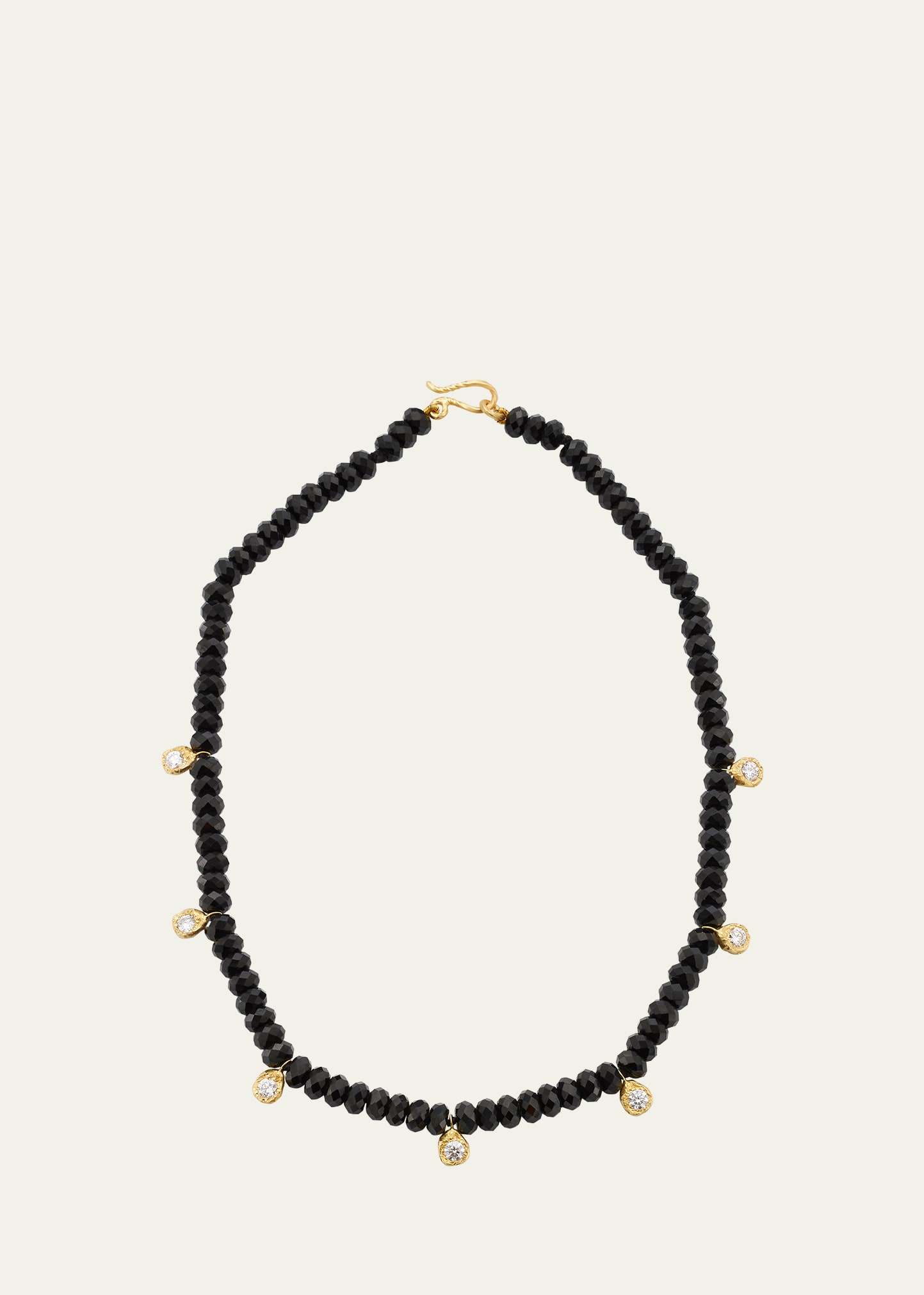 Elhanati Ramona Necklace in 18K Solid Yellow Gold with Black Spinel and Top Wesselton VVS Diamonds