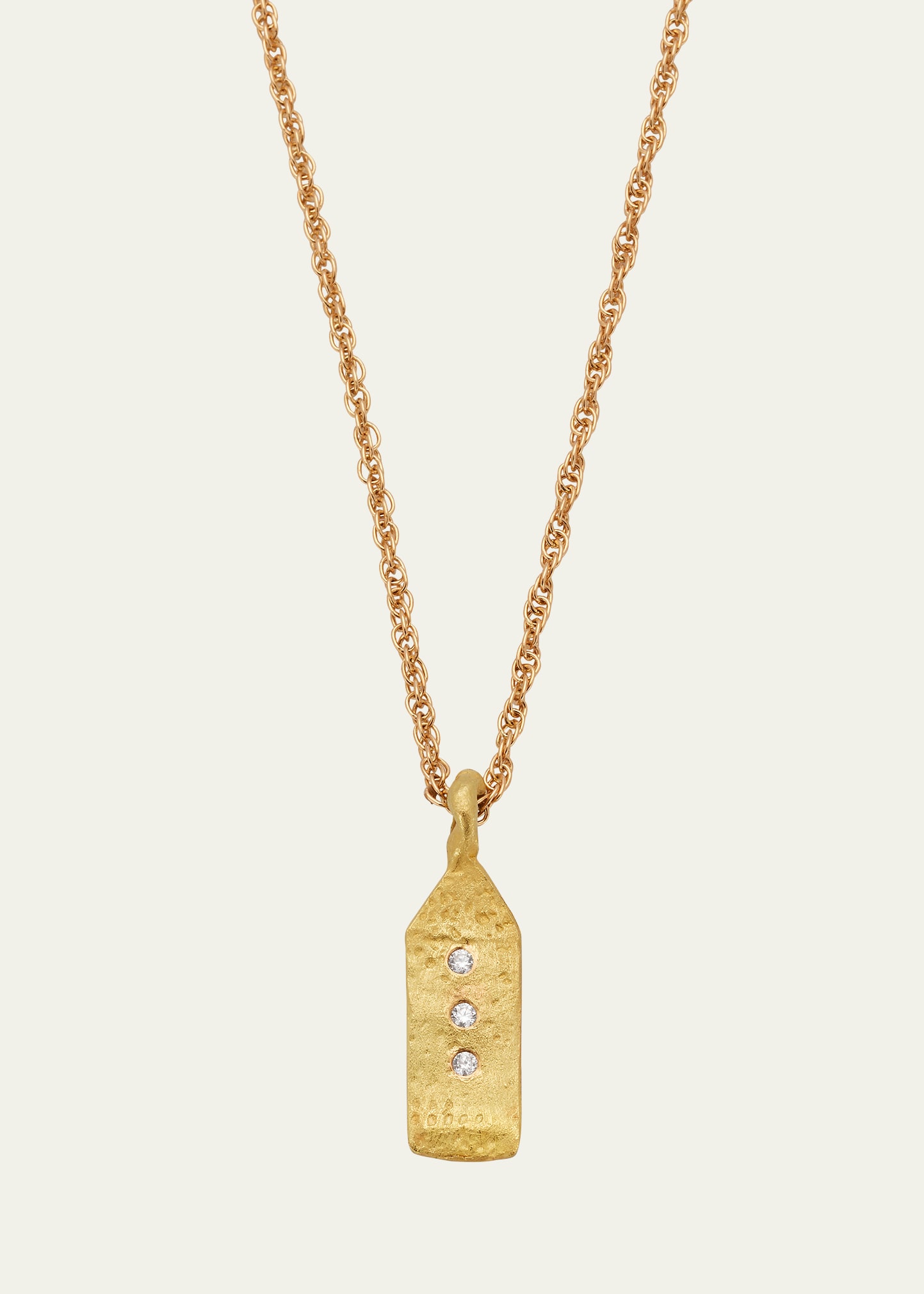 Elhanati Paloma Maison Small Tag Necklace in 18K Solid Yellow Gold with Top Wesselton VVS Diamonds