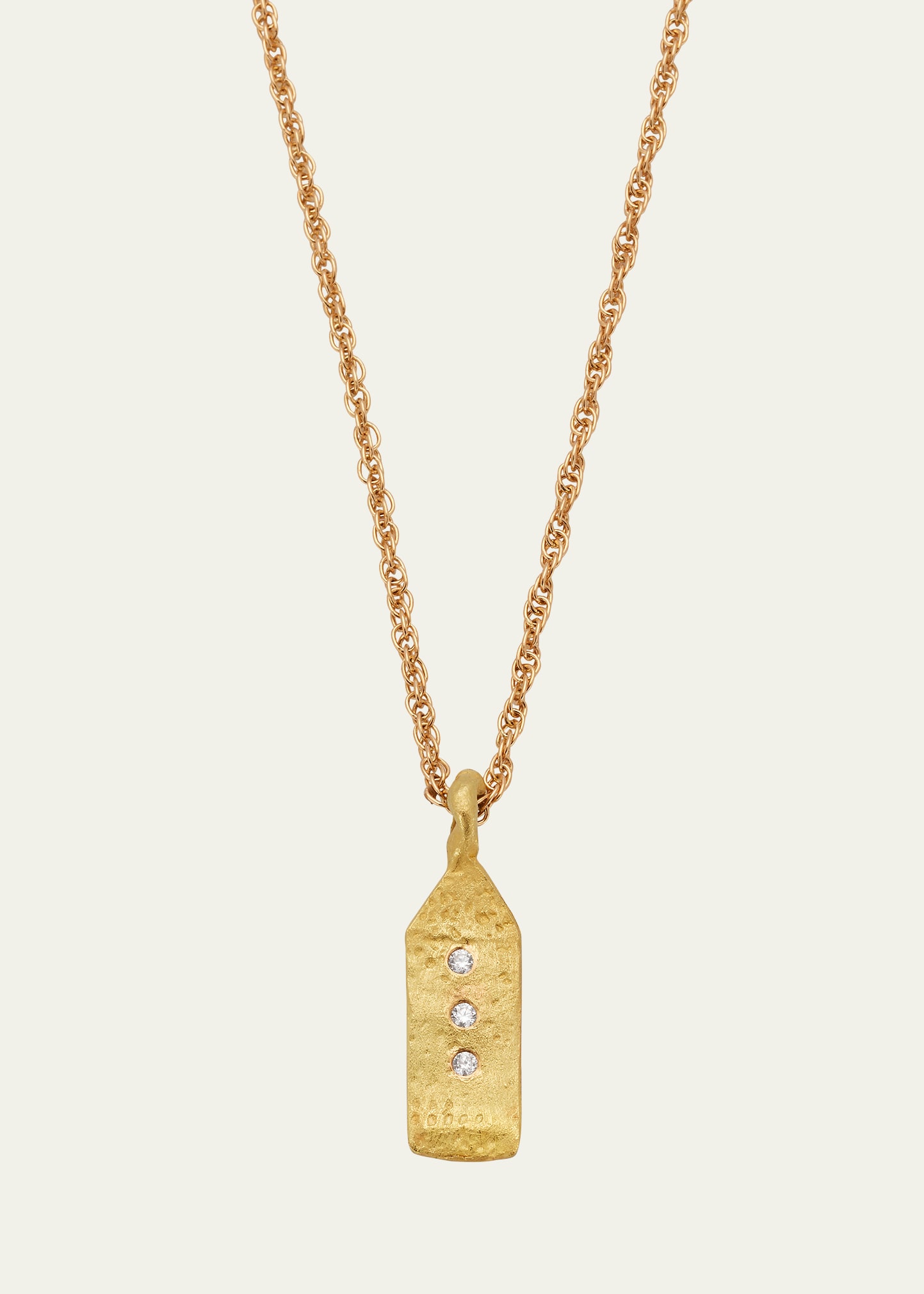 Paloma Maison Small Tag Necklace in 18K Solid Yellow Gold with Top Wesselton VVS Diamonds