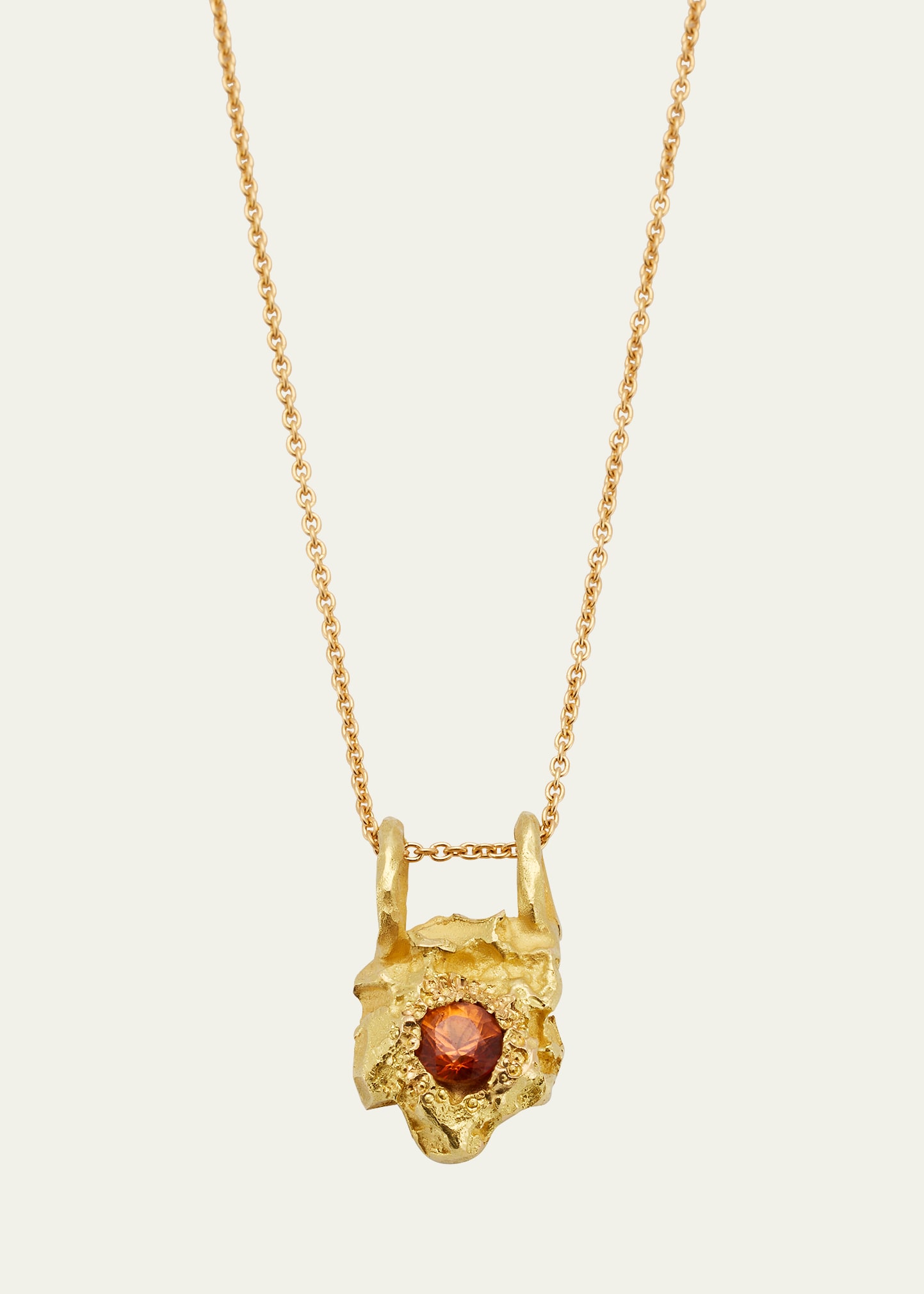 Elhanati Smaller Rock Necklace in 18K Solid Yellow Gold with 3.75mm Orange Sapphire