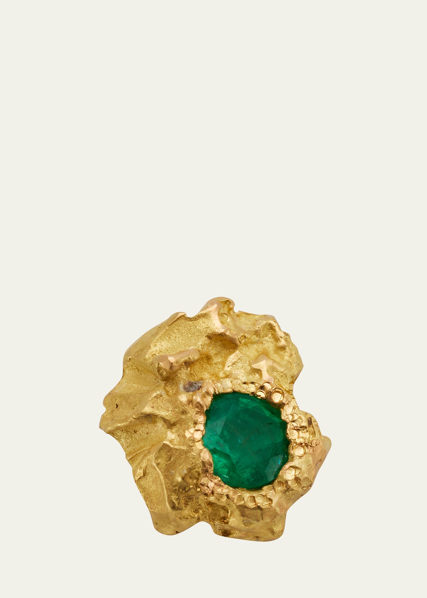 Elhanati Single Rock Earrings in 18K Solid Yellow Gold with 3.75mm Emeralds