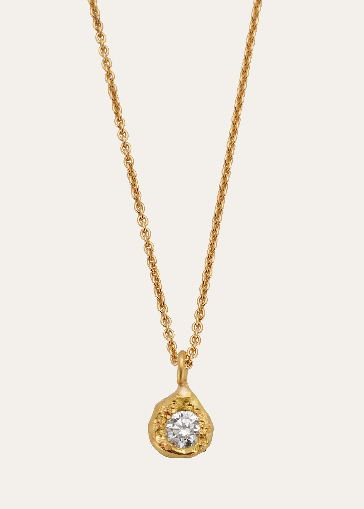 Elhanati Iman 18k Solid Yellow Gold Necklace With Top Wesselton Vvs Diamond In Yg