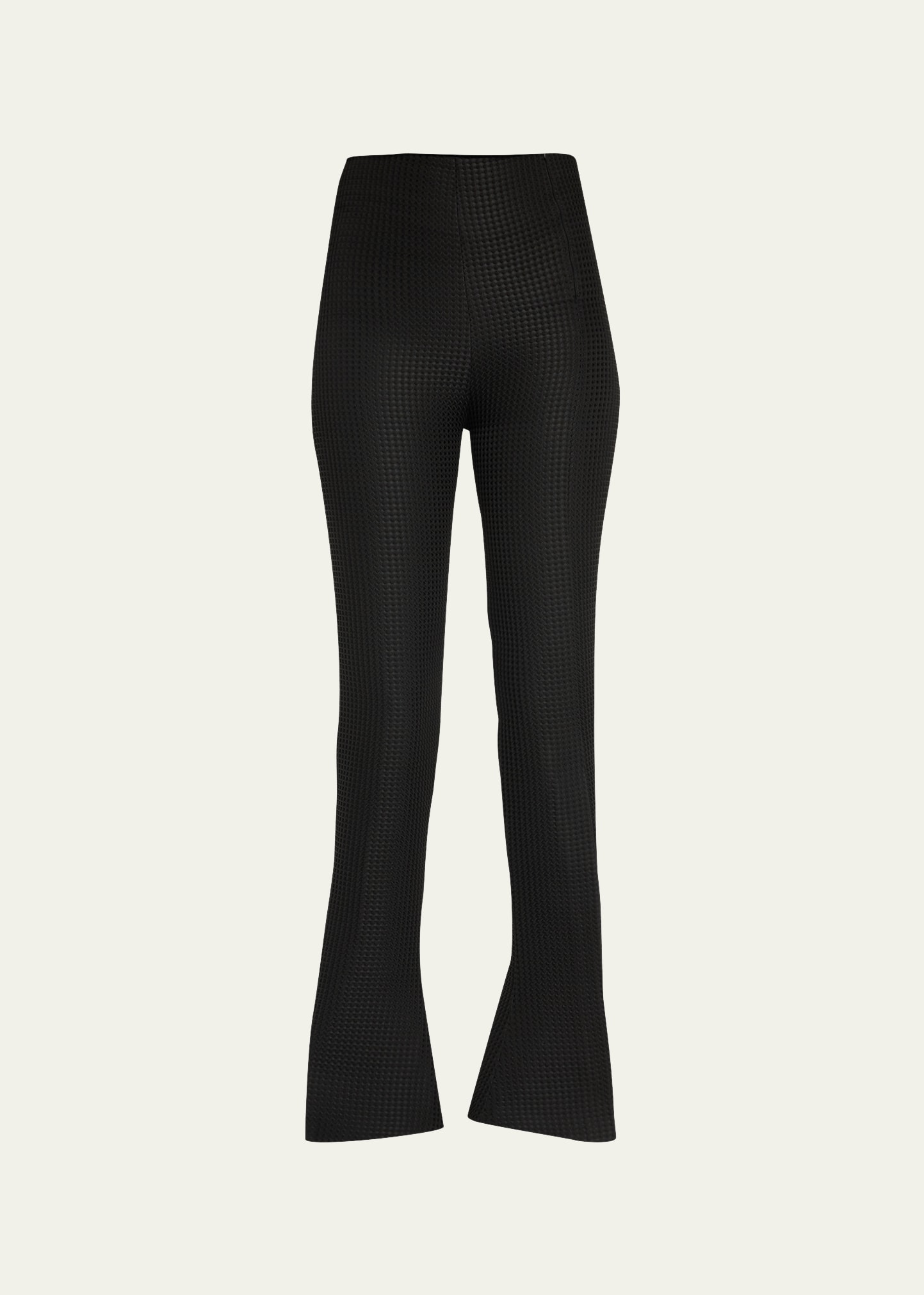 A.w.a.k.e. Flared Waffle Pants In Black