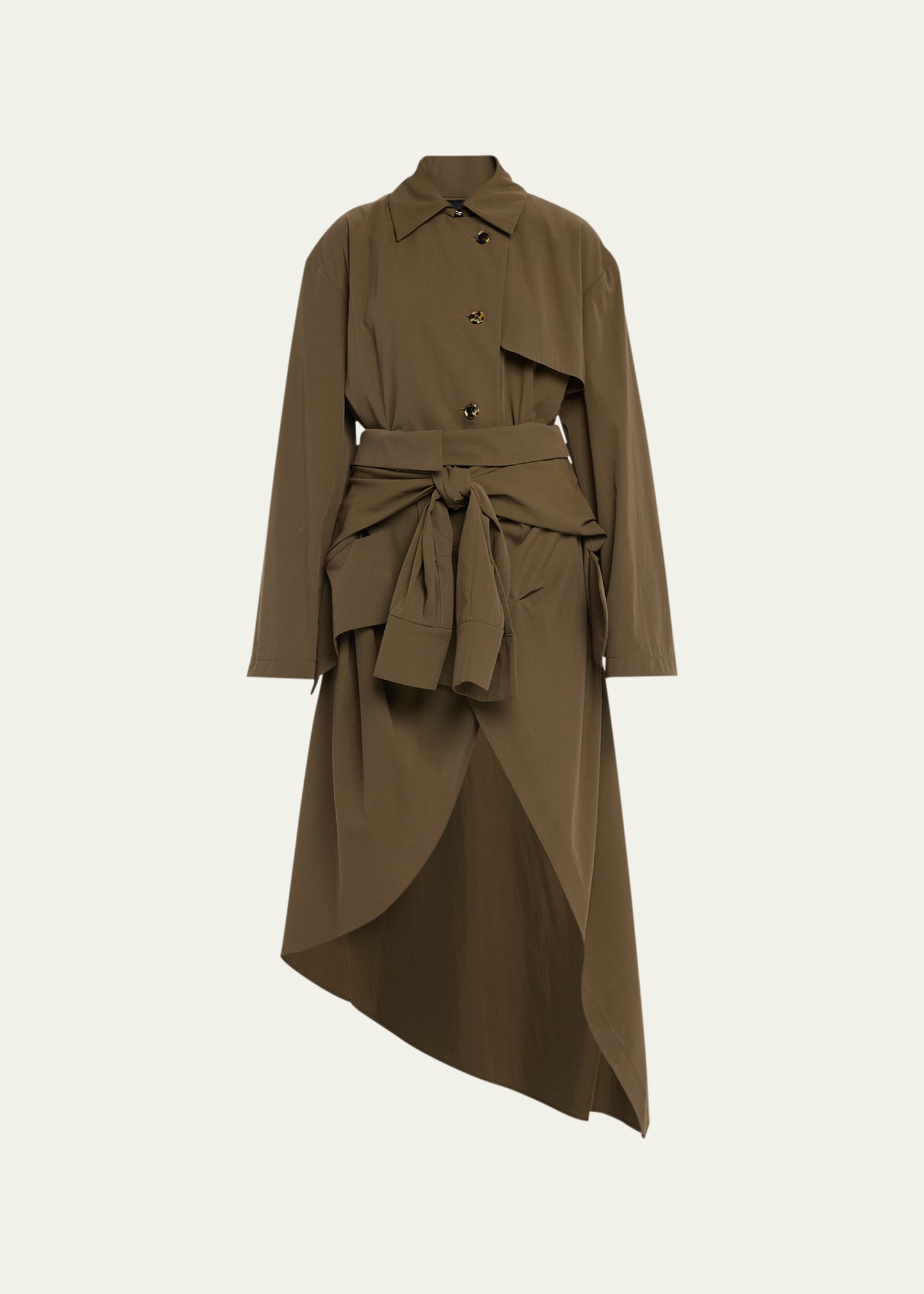A.w.a.k.e. Shirt-detailed Cotton Gabardine Trench Coat In Green
