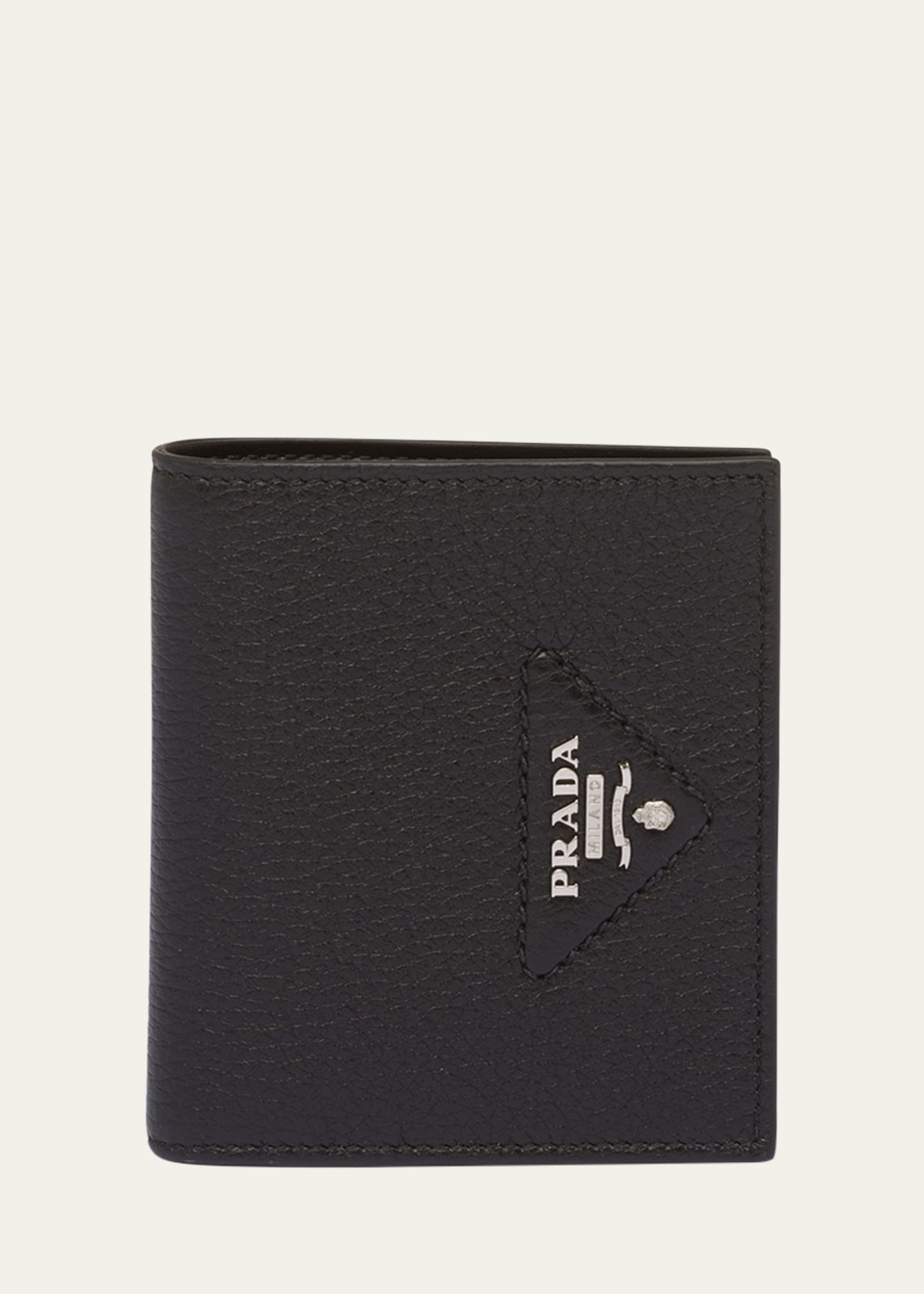 Prada Men's Leather Bifold Wallet In Black