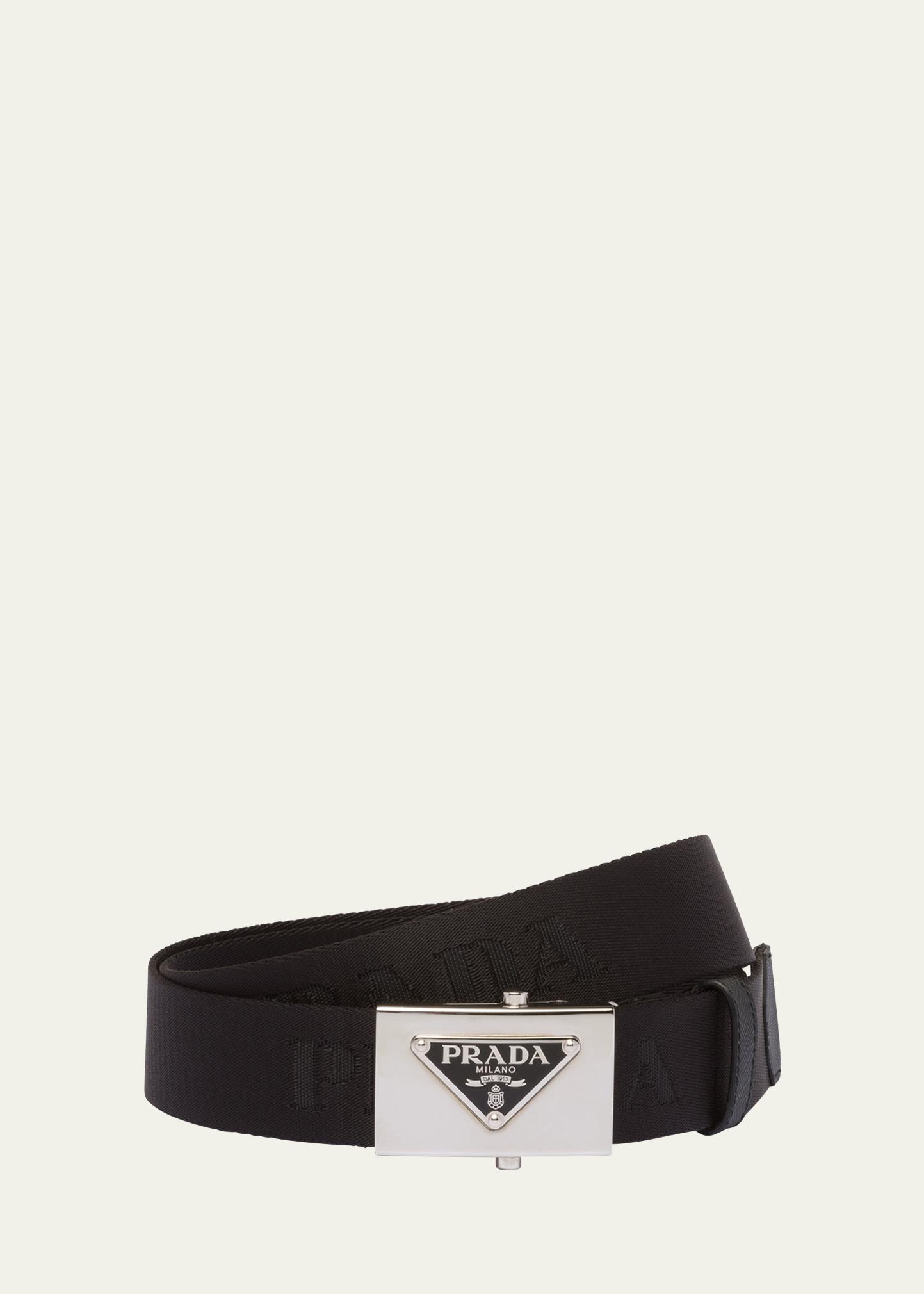 Prada Woven Nylon Belt In Blue