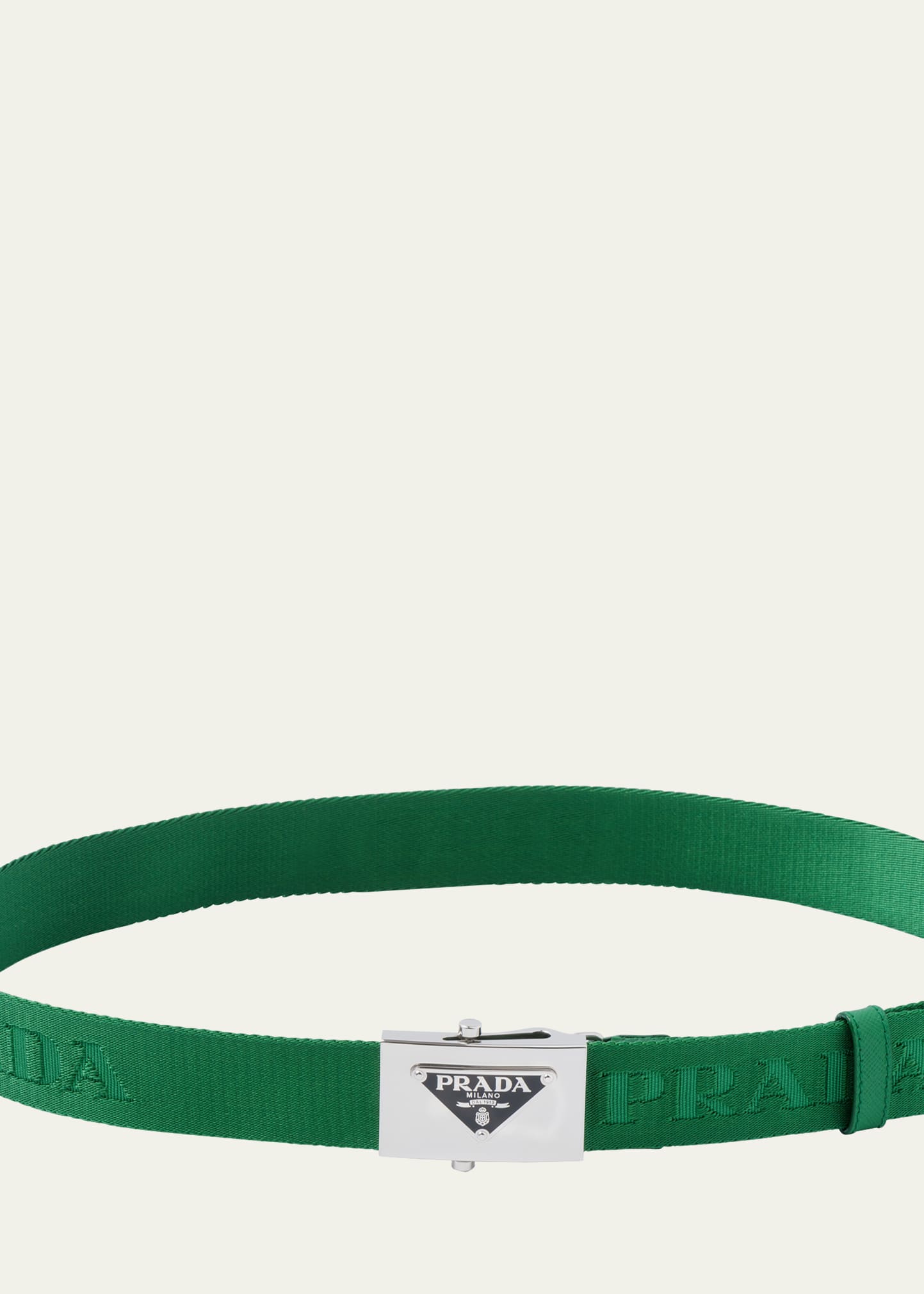 Prada Men's Triangle Logo Nylon Belt In Black