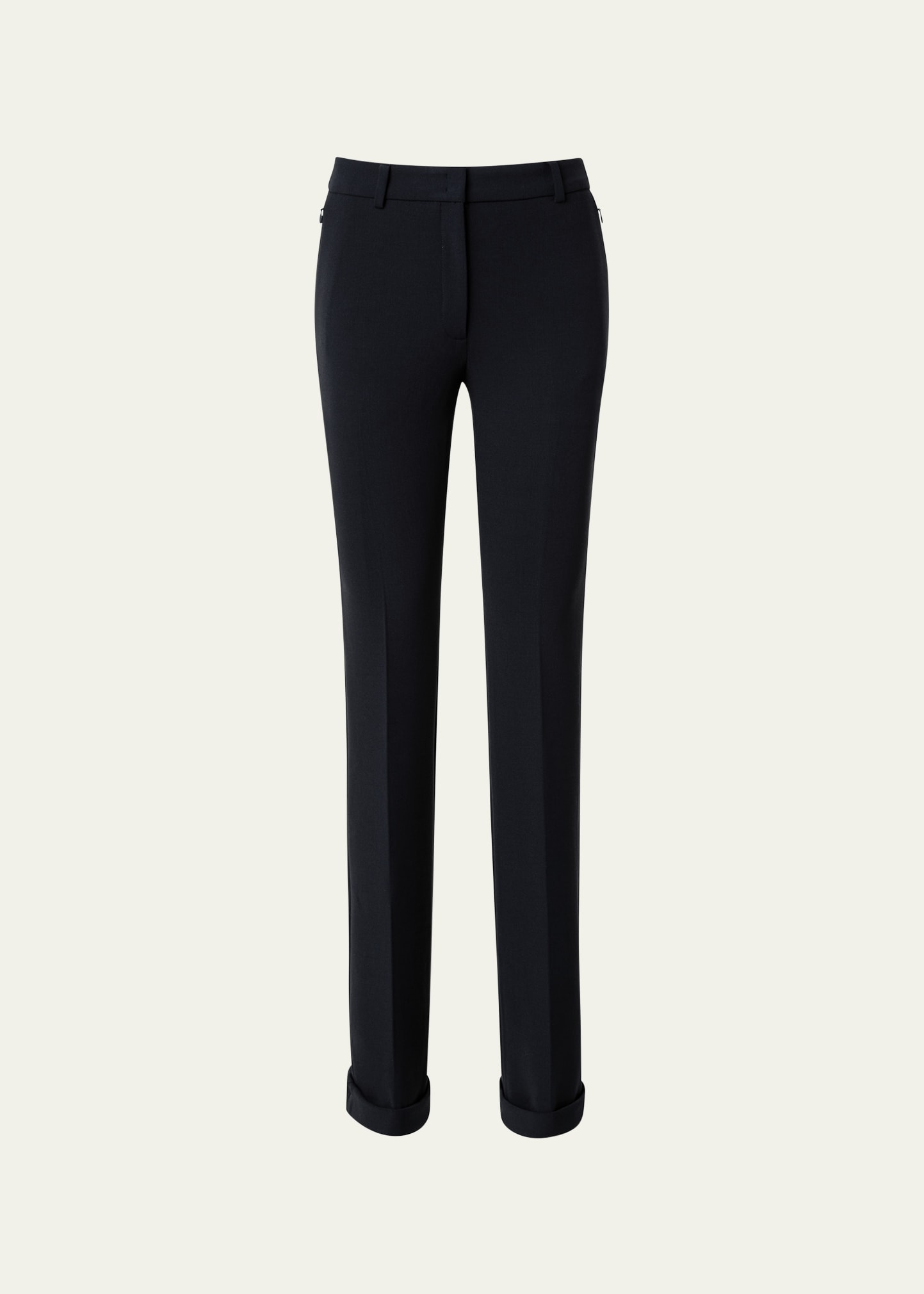 Shop Akris Marisa Wool Pants With Rolled Cuffs In Black