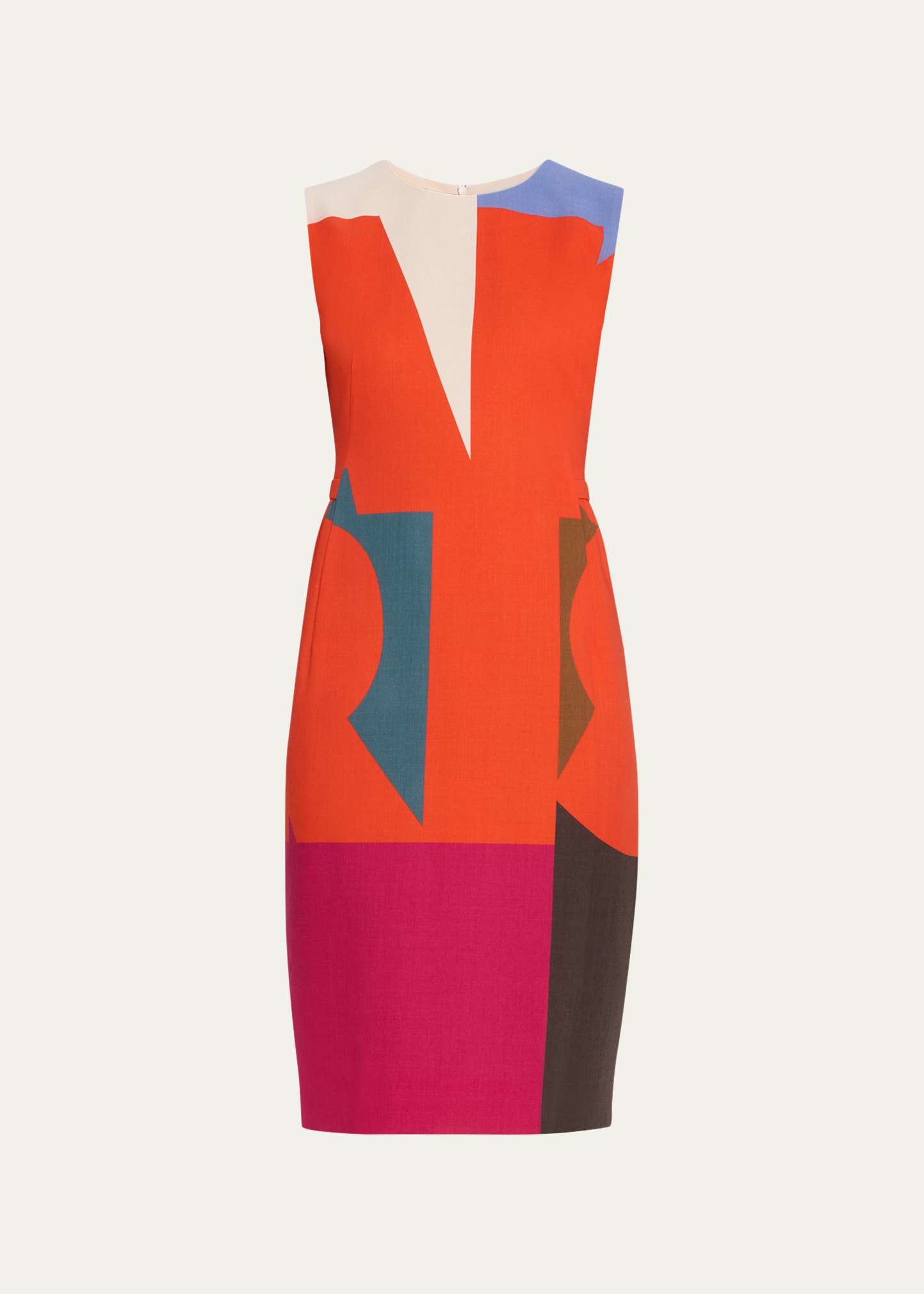 Akris Block Print Poplin Midi Dress In Multicolor