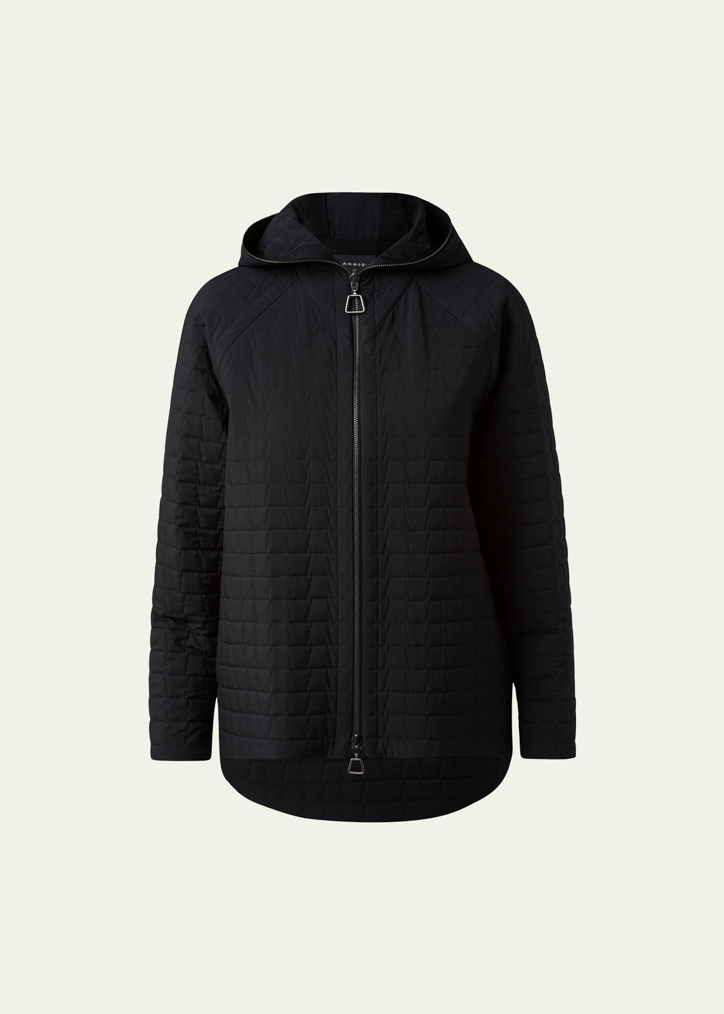 AKRIS HOODED QUILTED TRAPEZOID JACKET