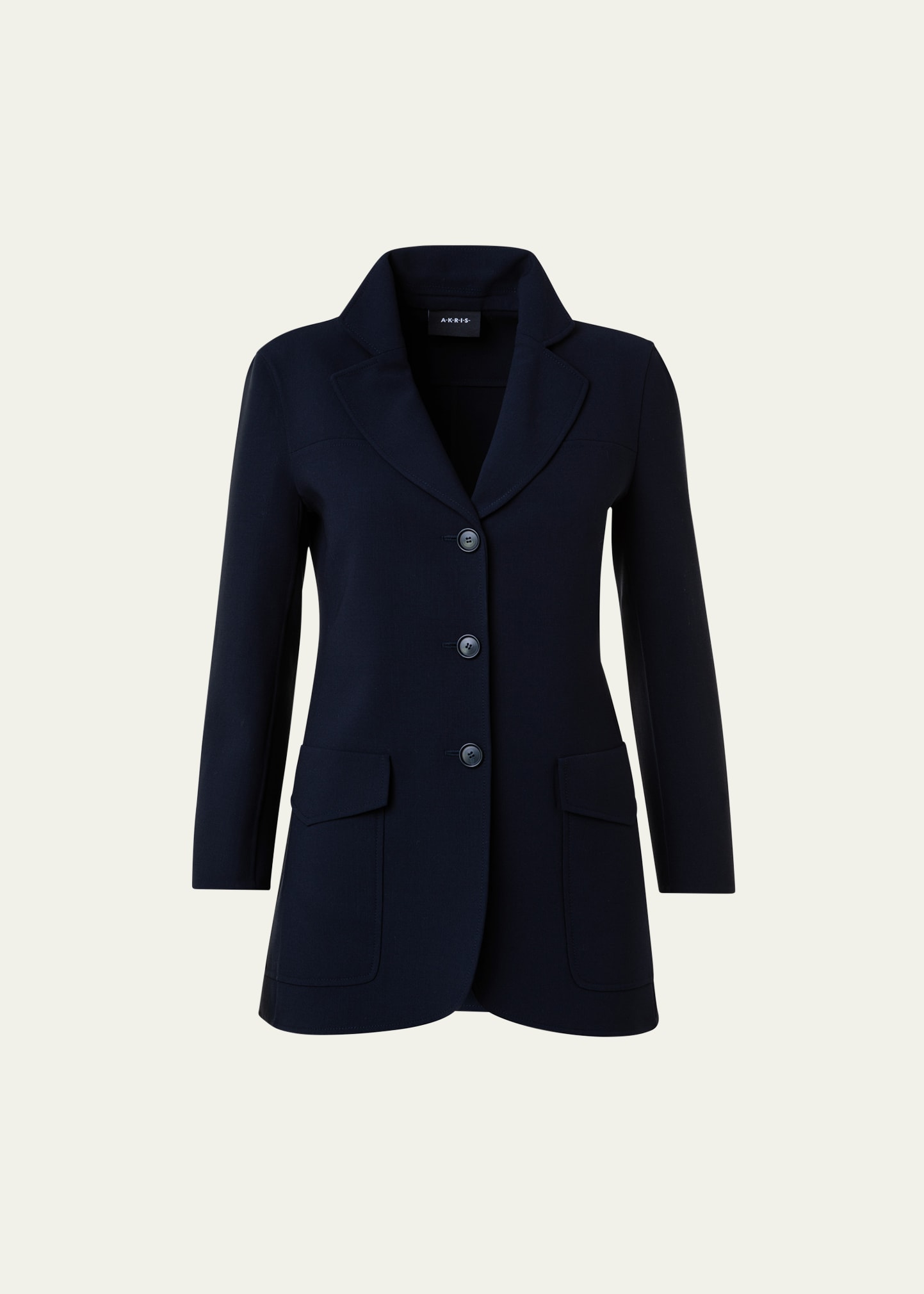 Shop Akris Double-face Wool Blazer Jacket With Oversize Patch Pockets In Black