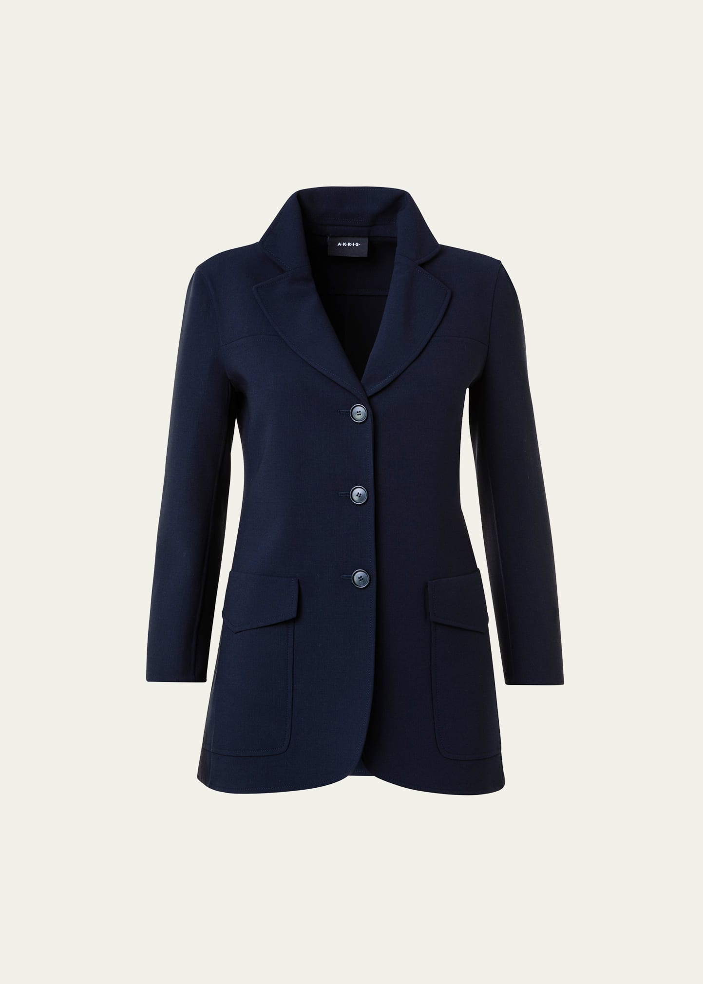 AKRIS DOUBLE-FACE WOOL BLAZER JACKET WITH OVERSIZE PATCH POCKETS