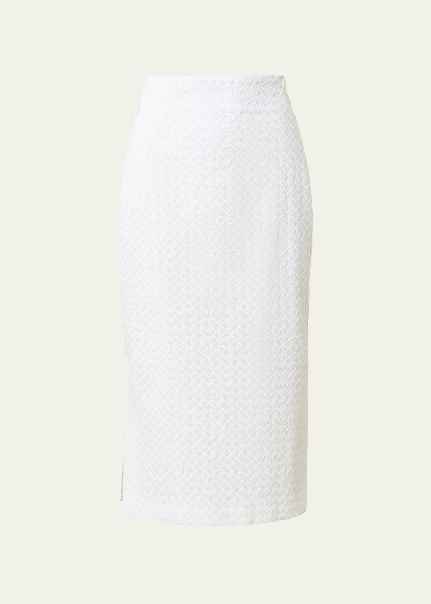 Akris 3d Applique Midi Pencil Skirt In Ecru
