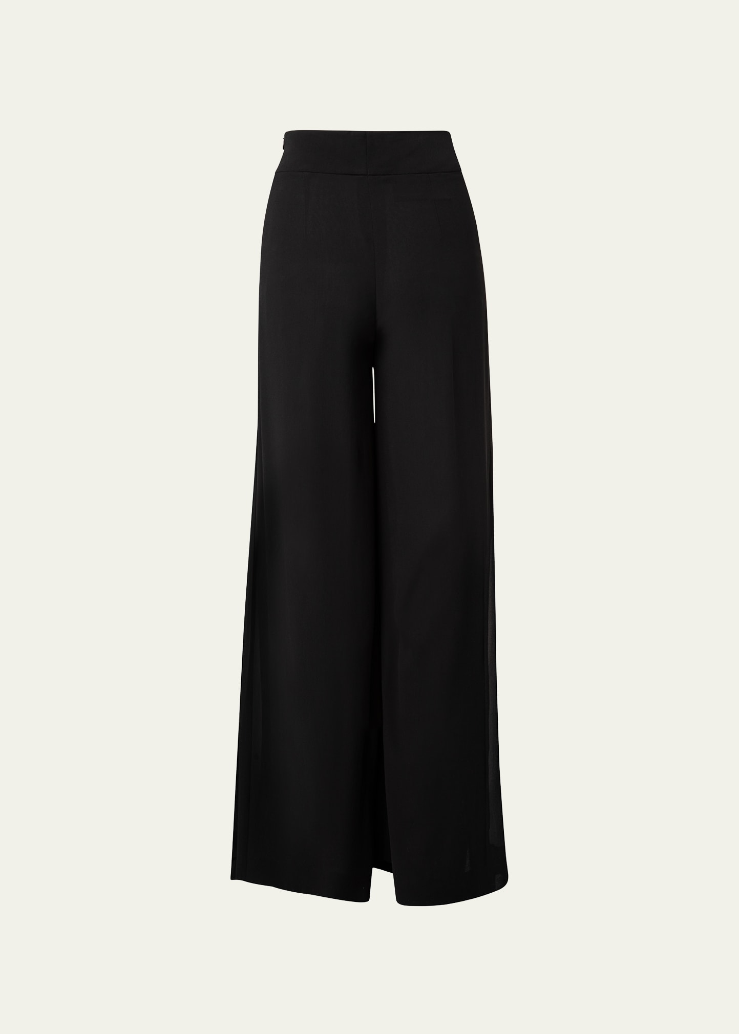 Shop Akris Felia Double Layer Wide-leg Silk Pants In Black