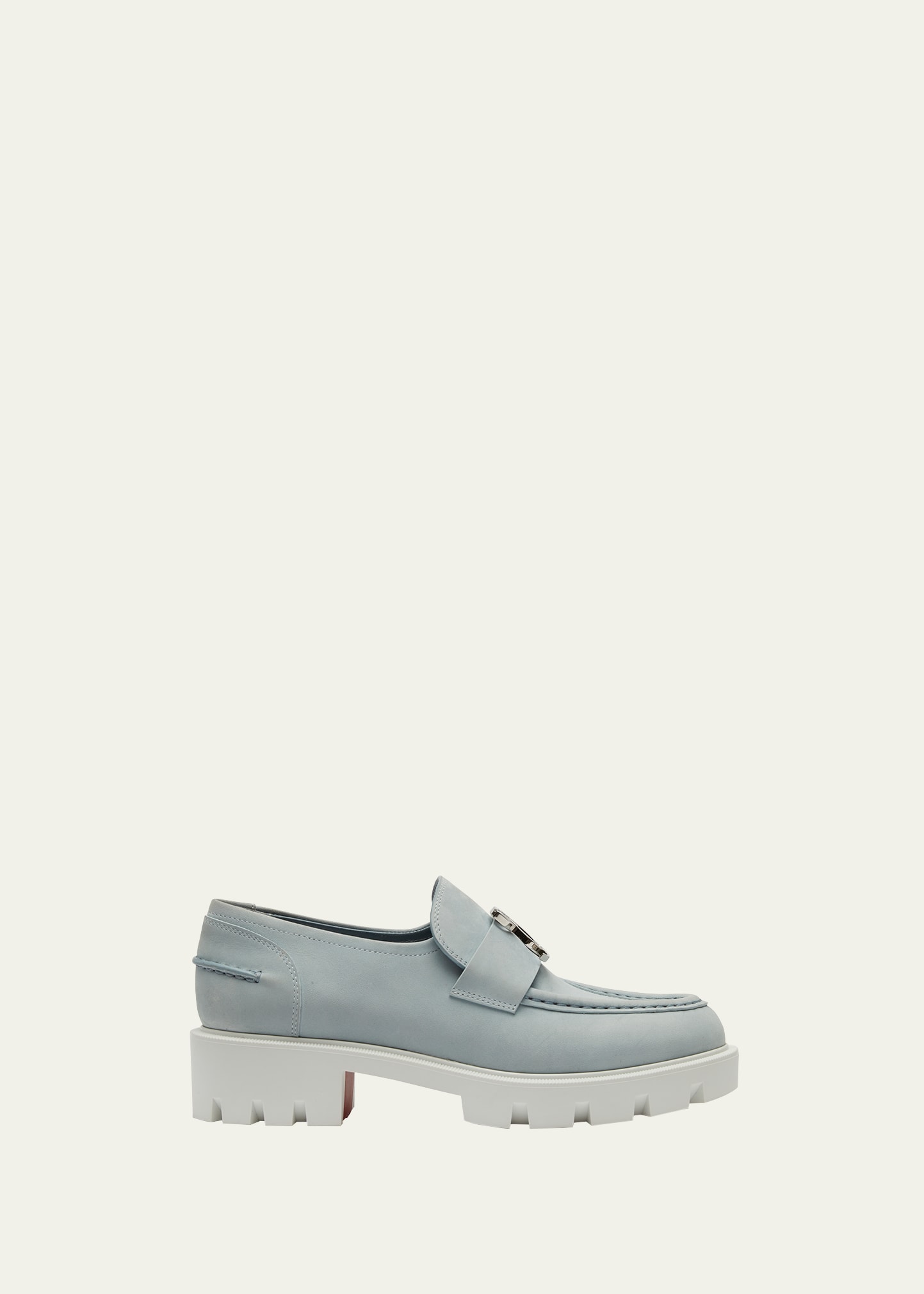 Christian Louboutin Leather Medallion Casual Loafers In Paseo