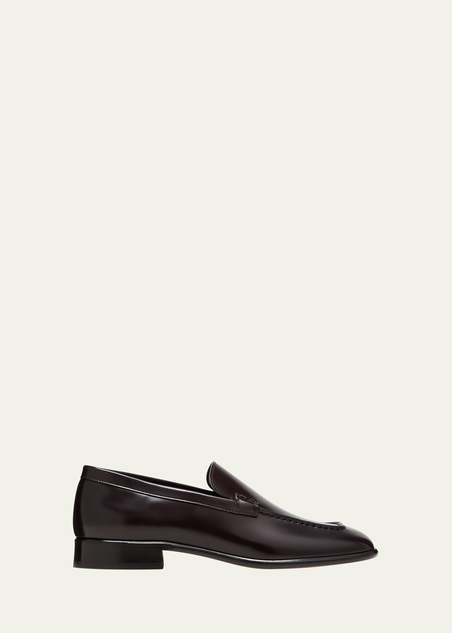 The Row Mensy Calfskin Slip-on Loafers In Bordeaux