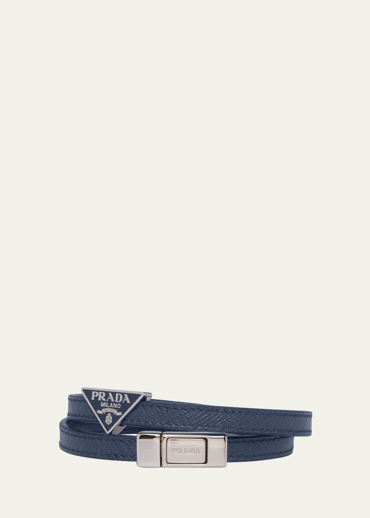 Prada Braided Logo Plaque Bracelet In Blue