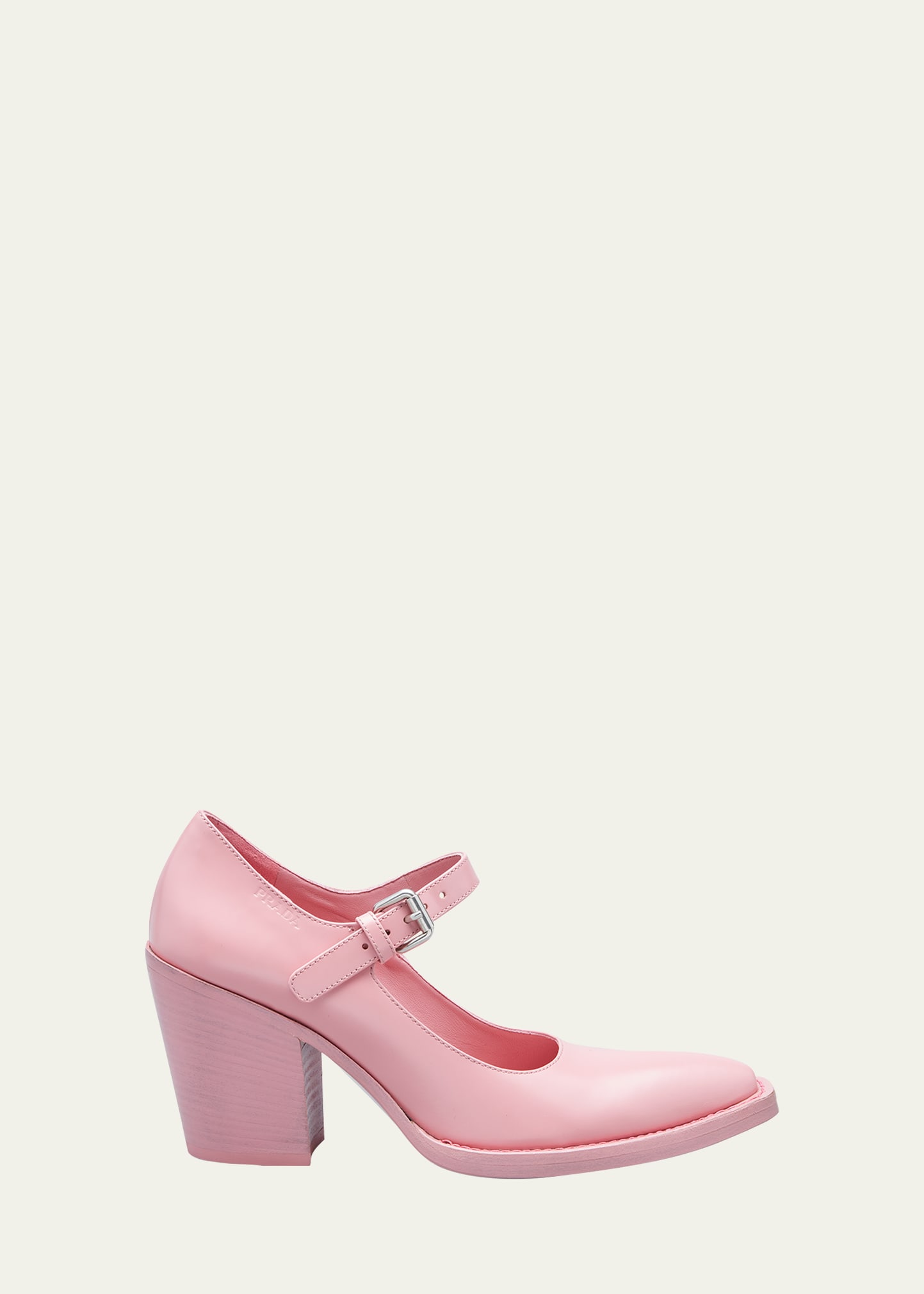 Prada Leather Mary Jane Block Heel Pumps In Petalo ModeSens