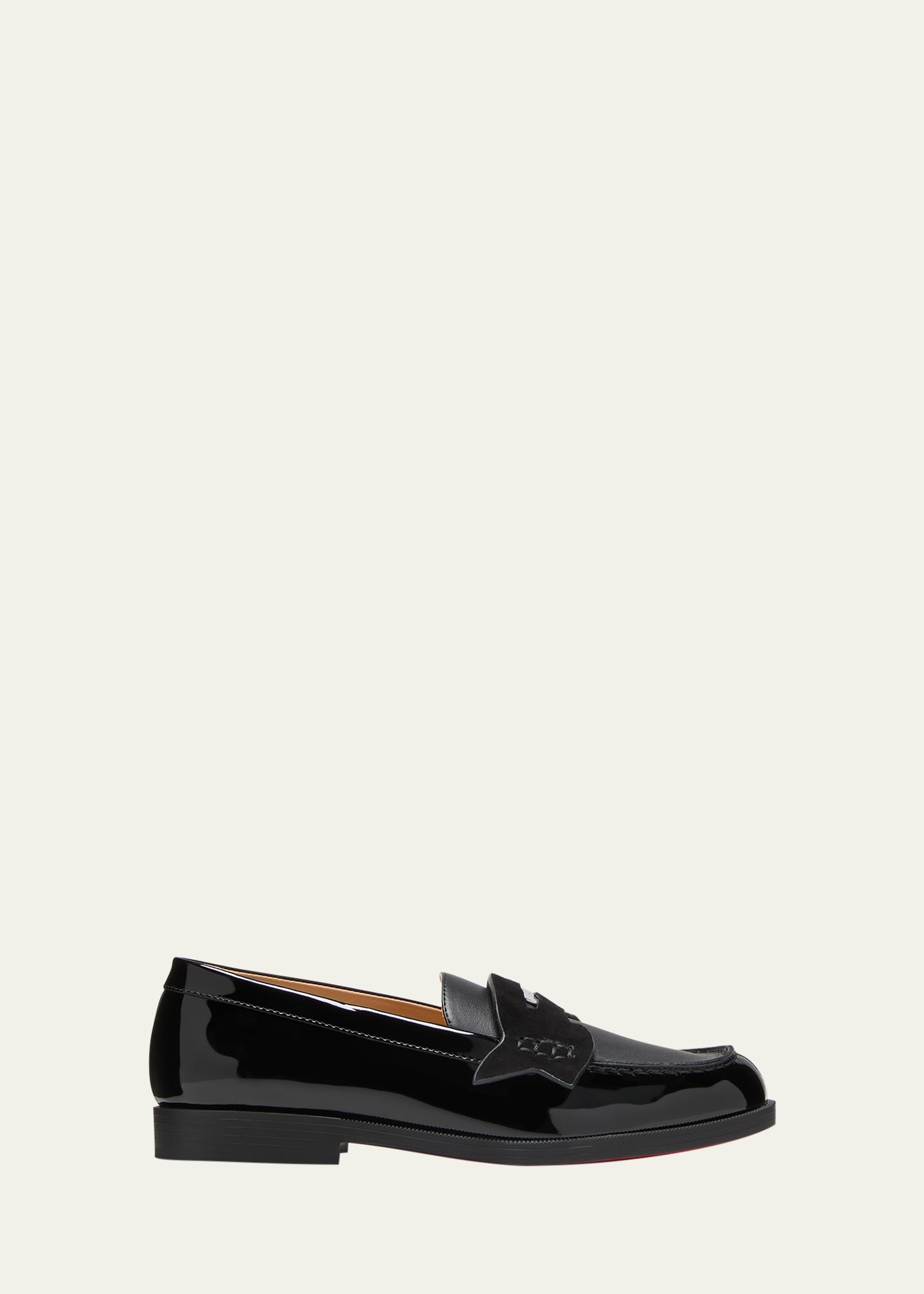 Shop Christian Louboutin Kid's Penny Calf Leather Loafers In Black