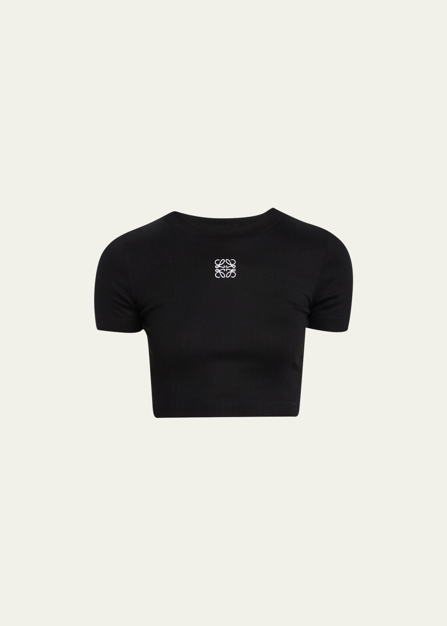 Loewe Anagram Cropped Short-sleeve Top In Black