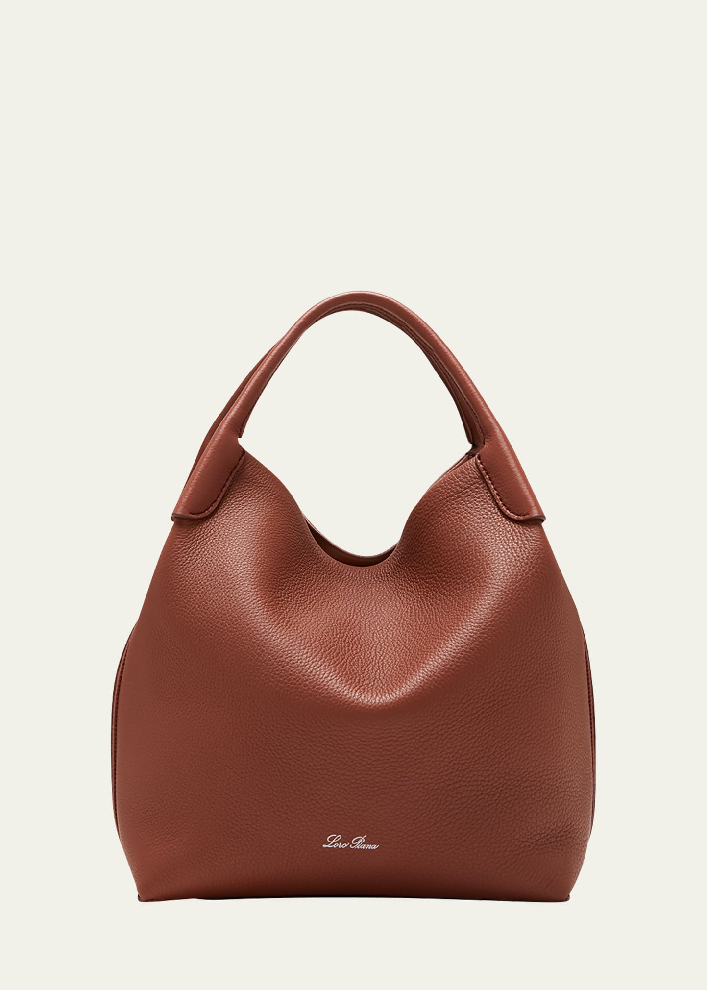Loro Piana Bale Fine-grain Leather Crossbody Bag In Kummel