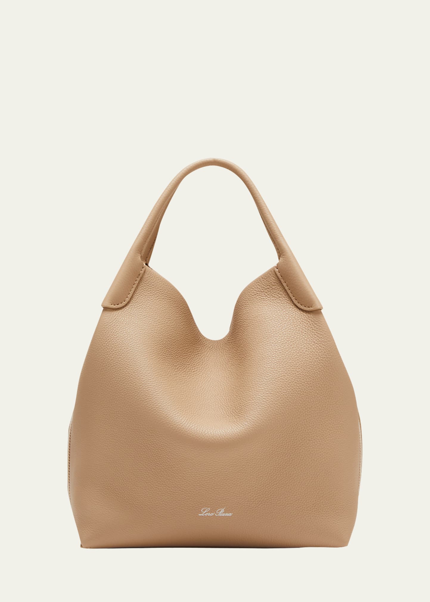 Loro Piana Bale Fine-grain Leather Crossbody Bag In Light Mastic