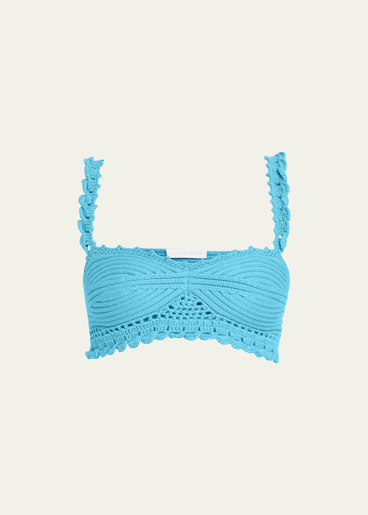 Simkhai Ofira Cotton Patchwork Bralette Top In Laguna