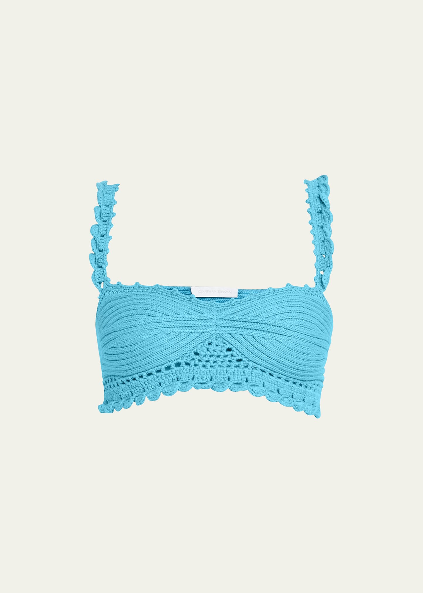 JONATHAN SIMKHAI OFIRA COTTON PATCHWORK BRALETTE TOP