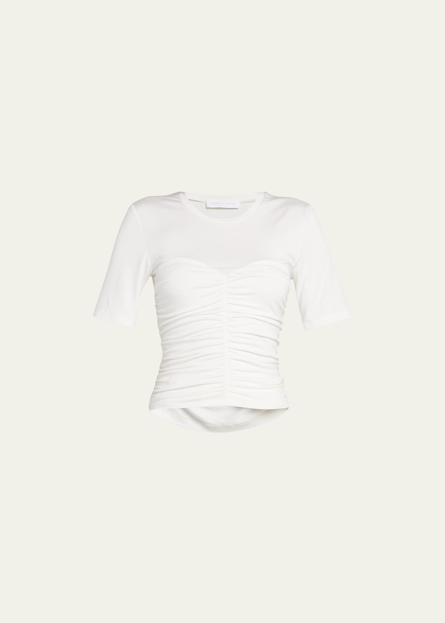 Shop Jonathan Simkhai Standard Tansy Ruched Stretch Jersey Top In White