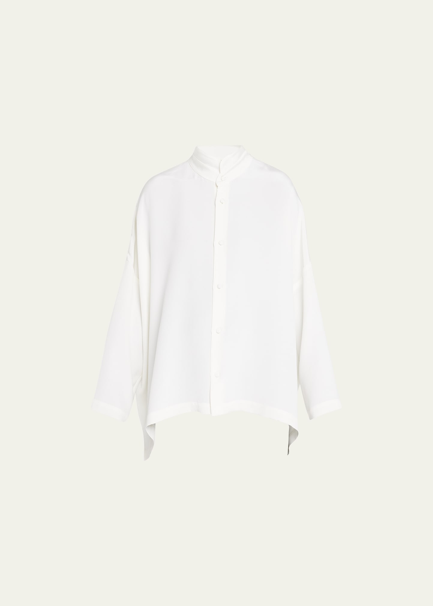 Eskandar Wide Longer Back Double Stand Collar Shirt (mid Plus) In White
