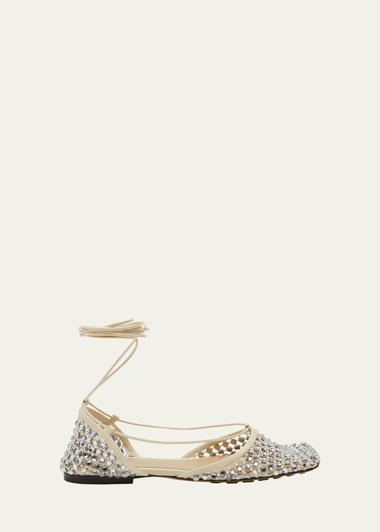 Bottega Veneta Sparkle Stretch Flat Leather Sandals In Toile