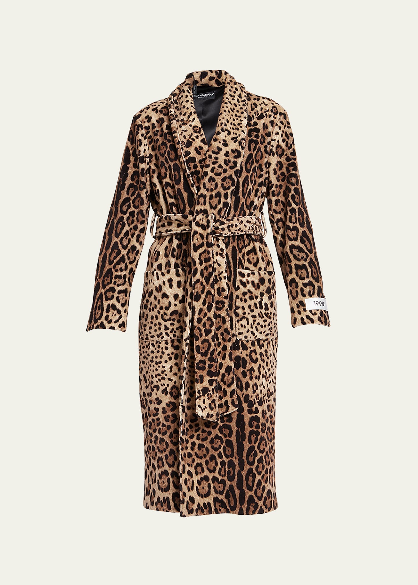 Dolce & Gabbana Leopard-print Belted Terry Cloth Coat In Ltbrownprt