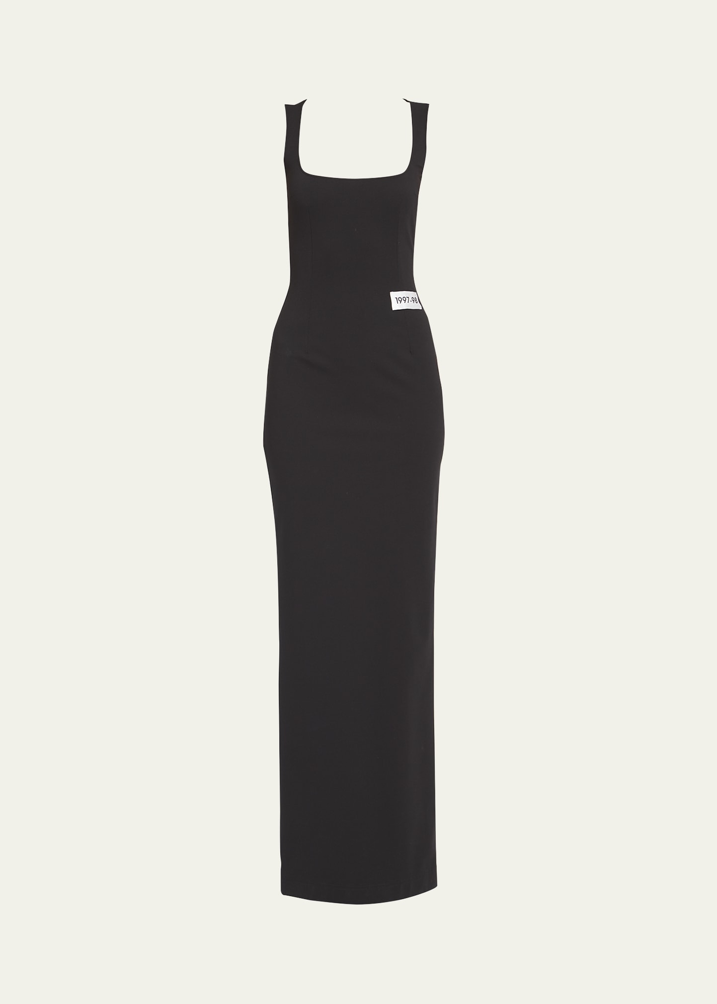 Dolce & Gabbana Stretch Jersey Column Dress With Year Patch In Black