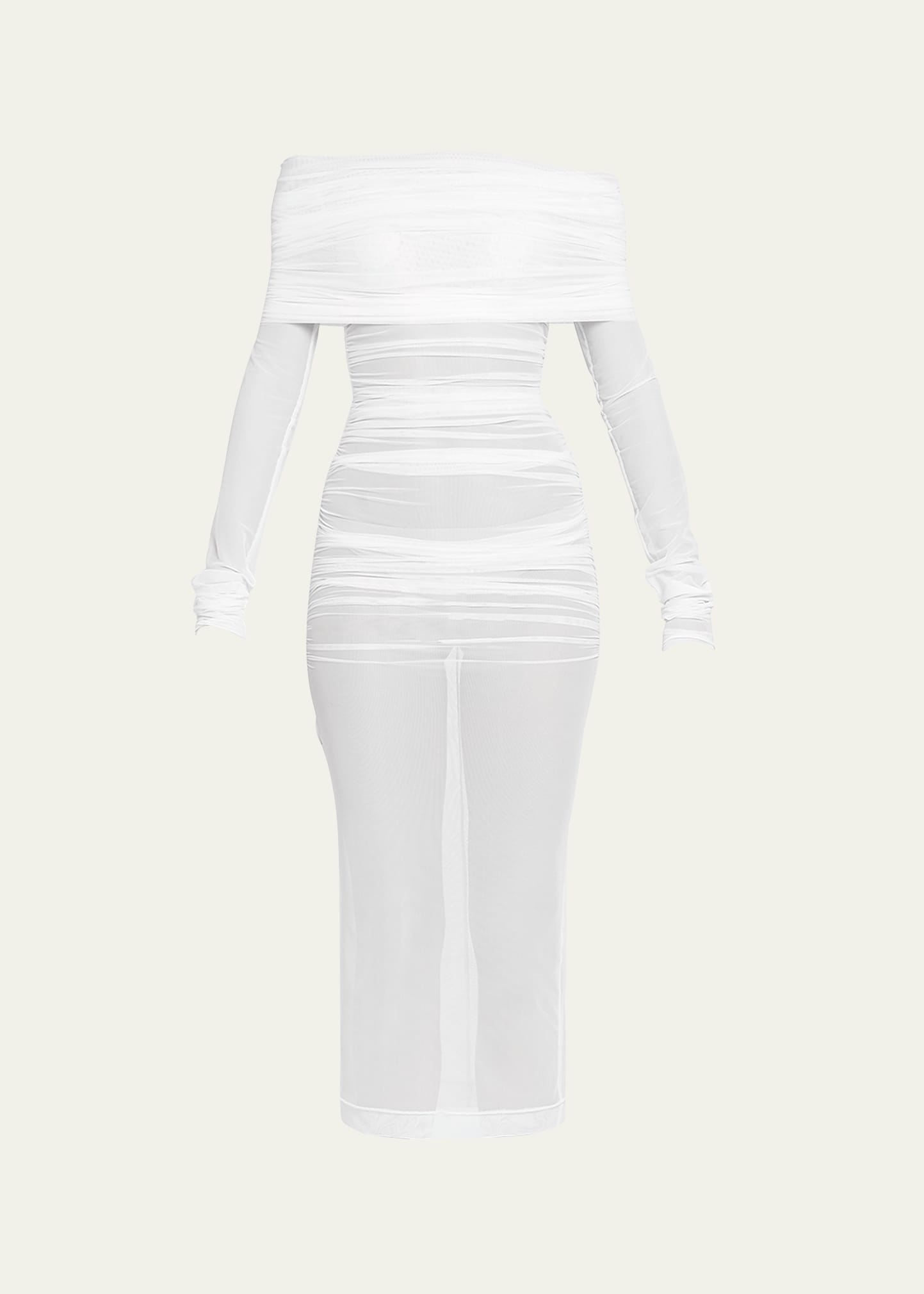 Dolce & Gabbana Schulterfreies Kleid Mit Raffung In White