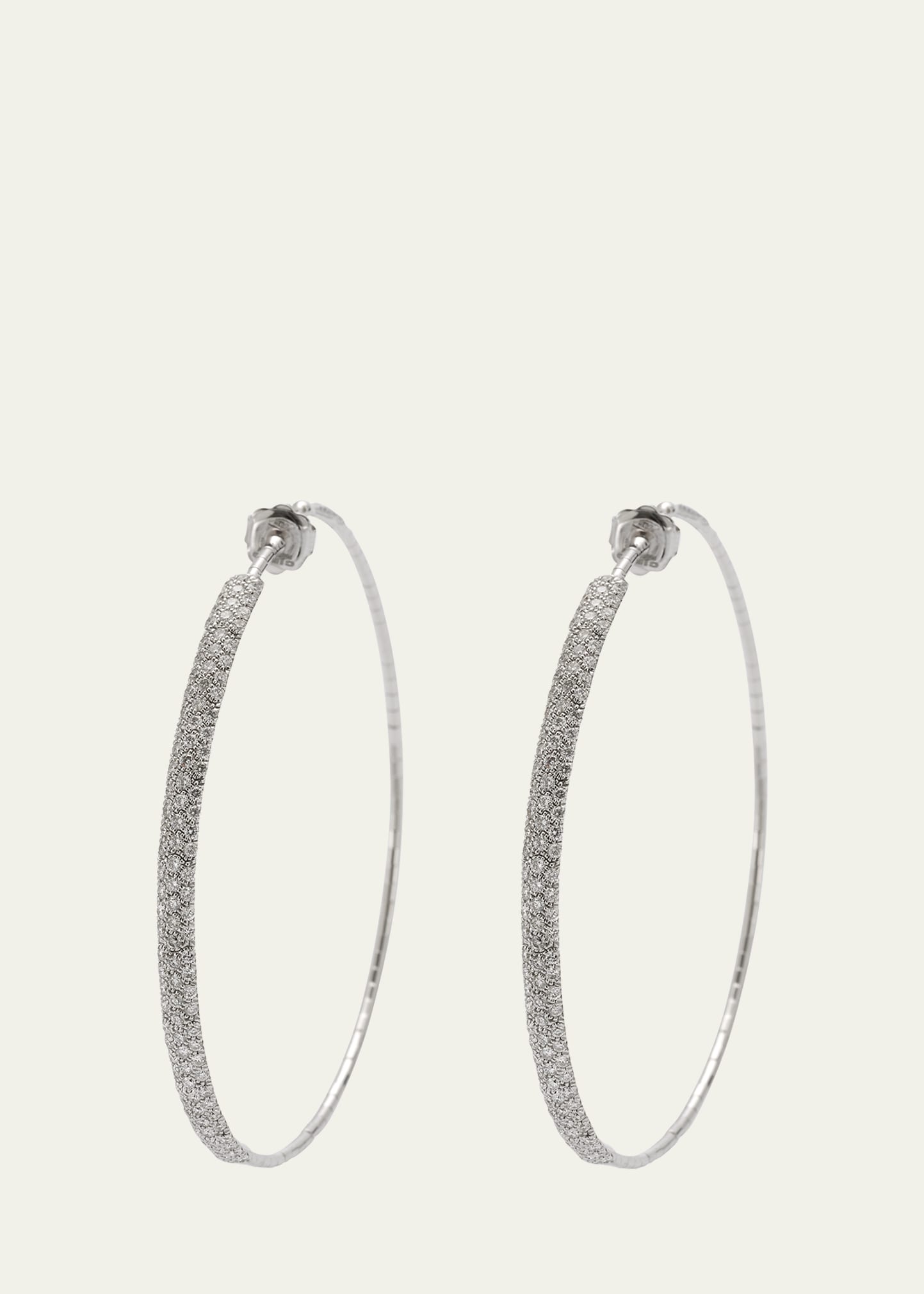 Mattia Cielo White Gold and Titanium Hoop Earrings with Diamonds