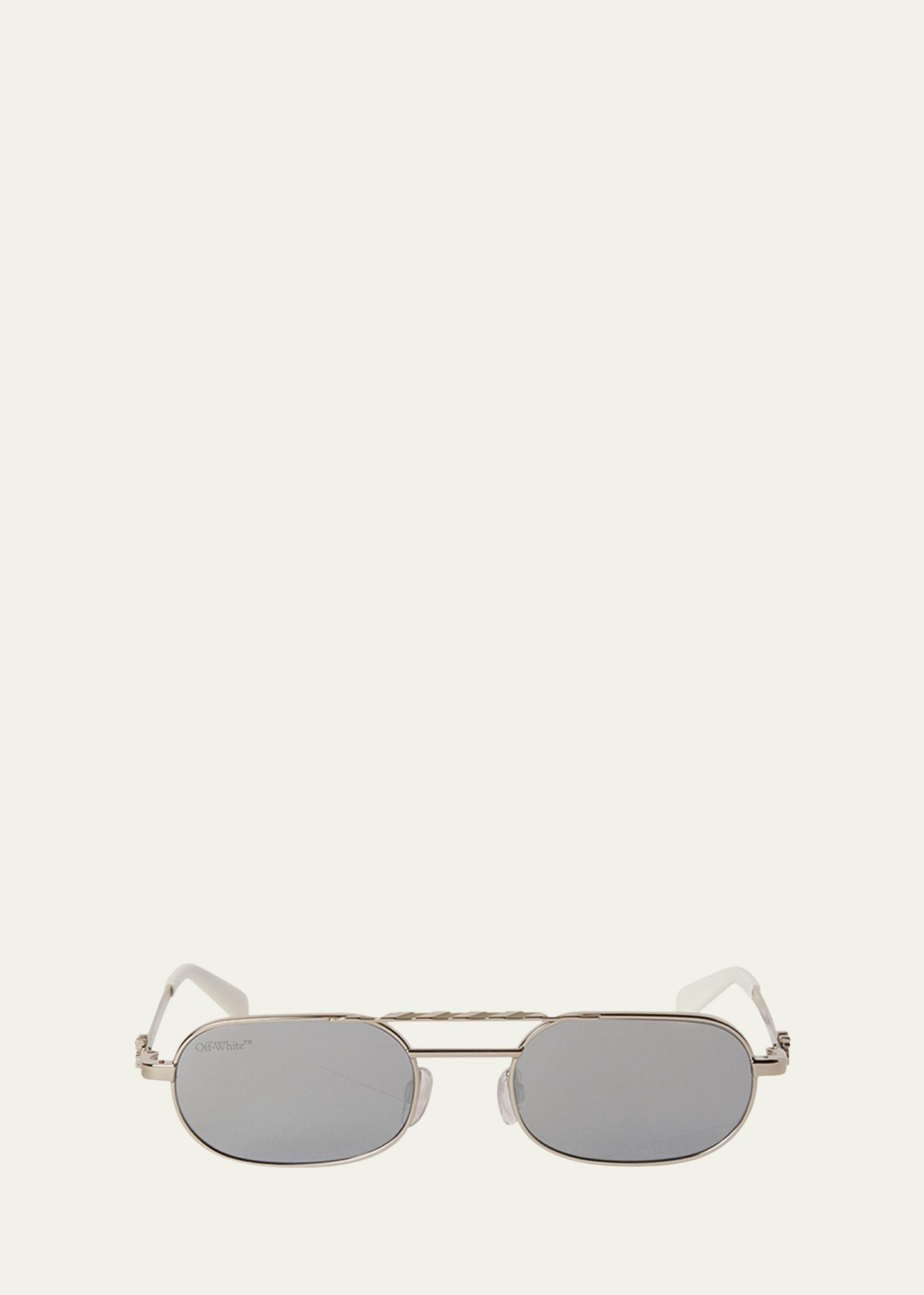 Off-white Men's Baltimore Oval Aviator Sunglasses In Silver Mirror Sil