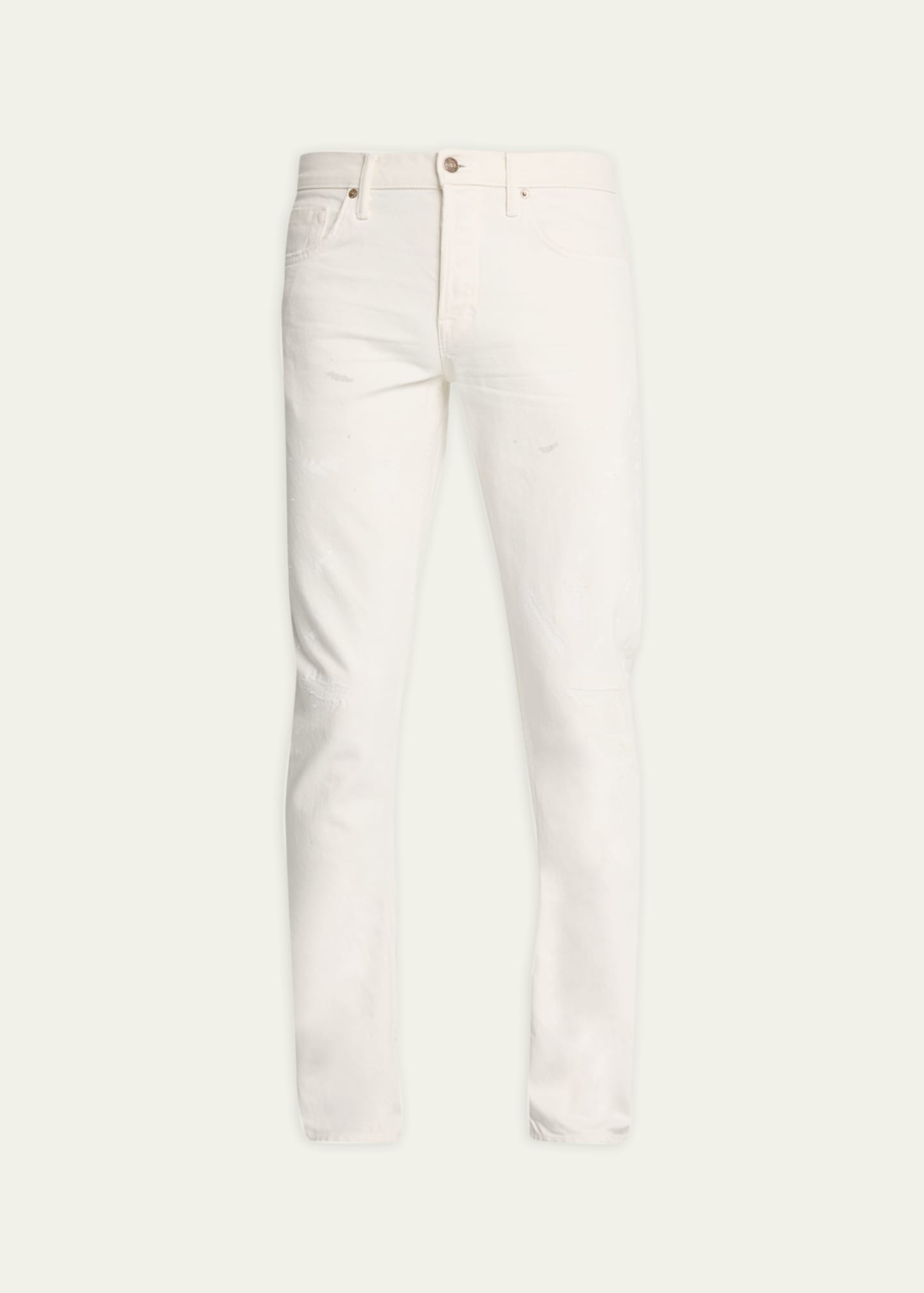 Shop Tom Ford Men's Distressed Selvedge Denim Jeans In White