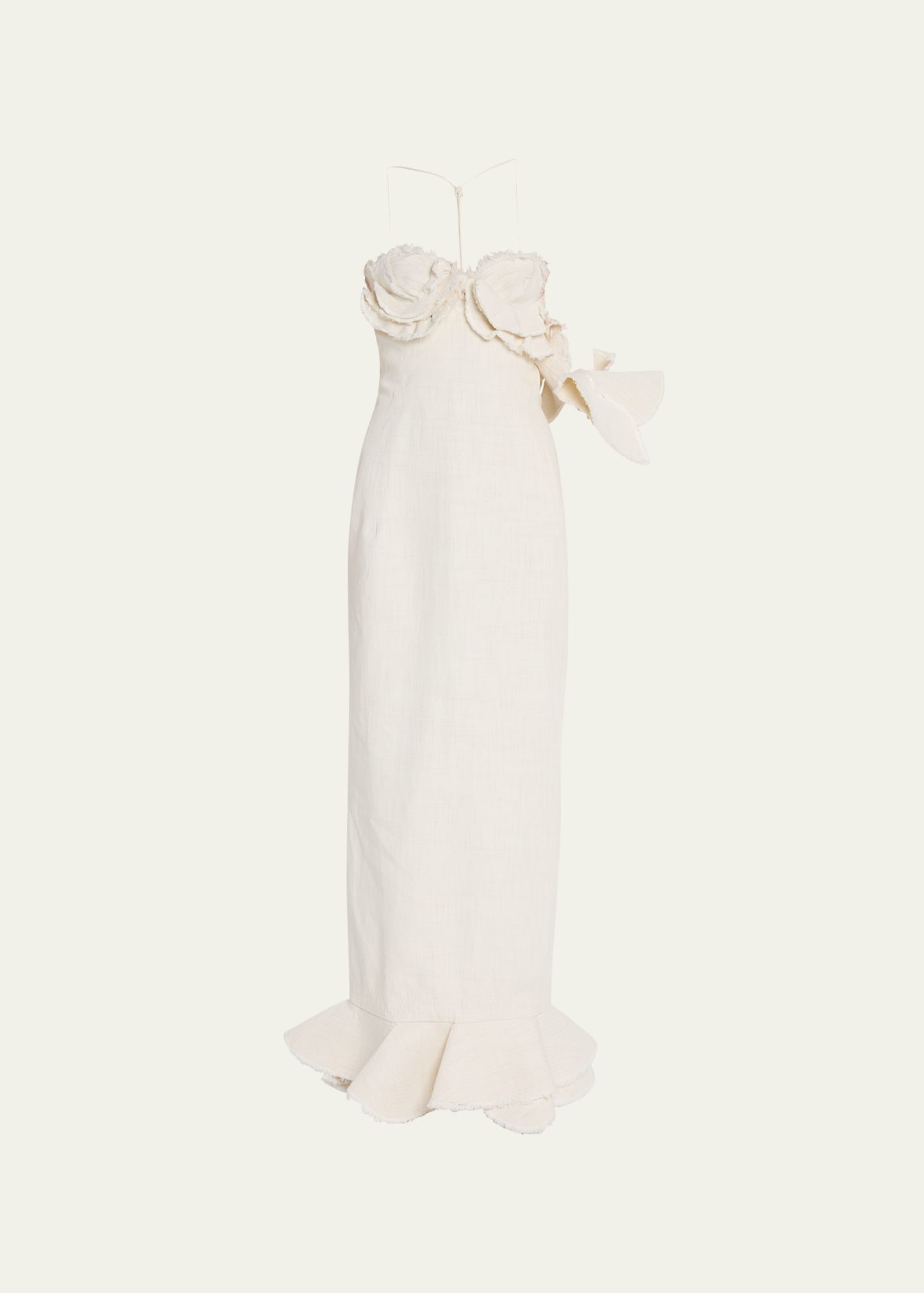 Jacquemus Off-white Le Raphia 'la Robe Artichaut' Maxi Dress In Off White