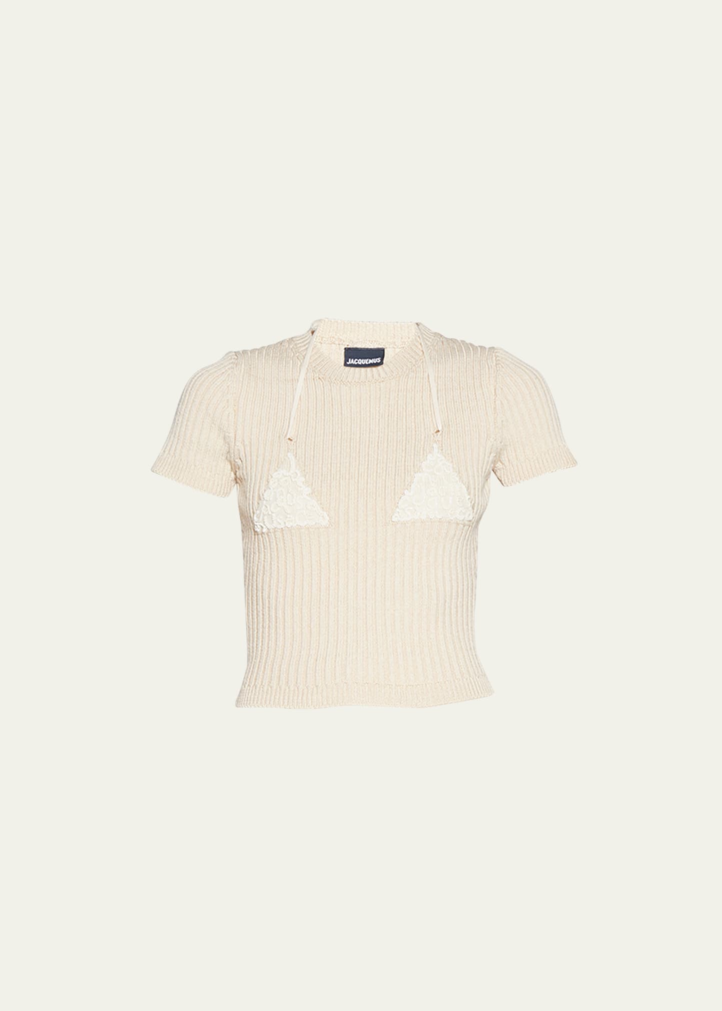 Jacquemus Beige Le Raphia 'la Maille Bikini' T-shirt In Black