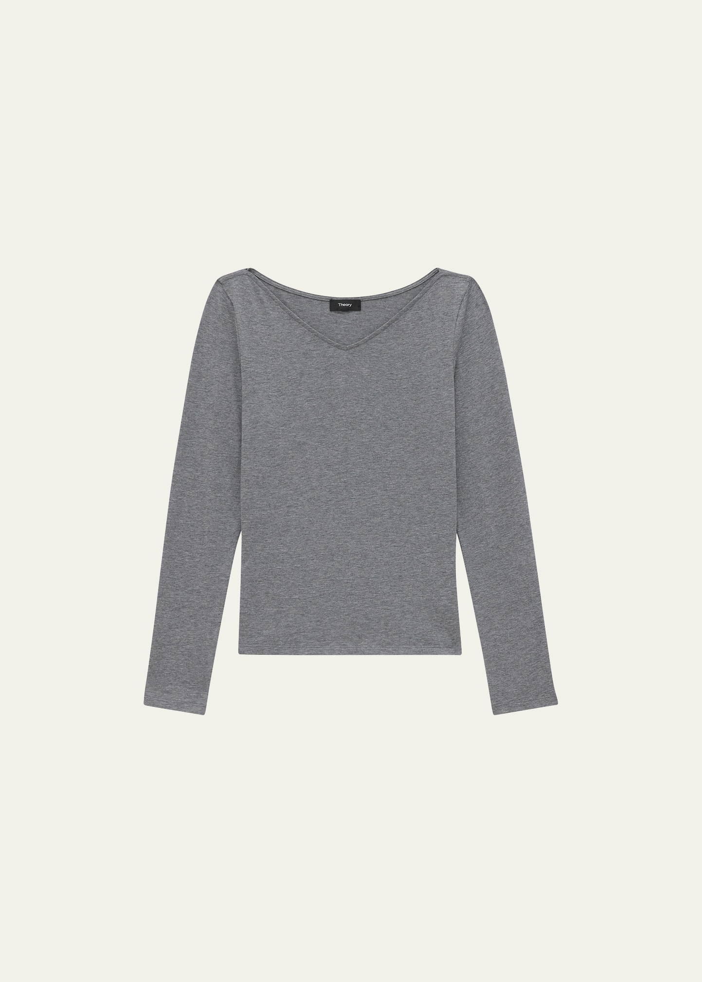 Theory Tiny Tee Long-sleeve Cotton T-shirt In Melange Grey
