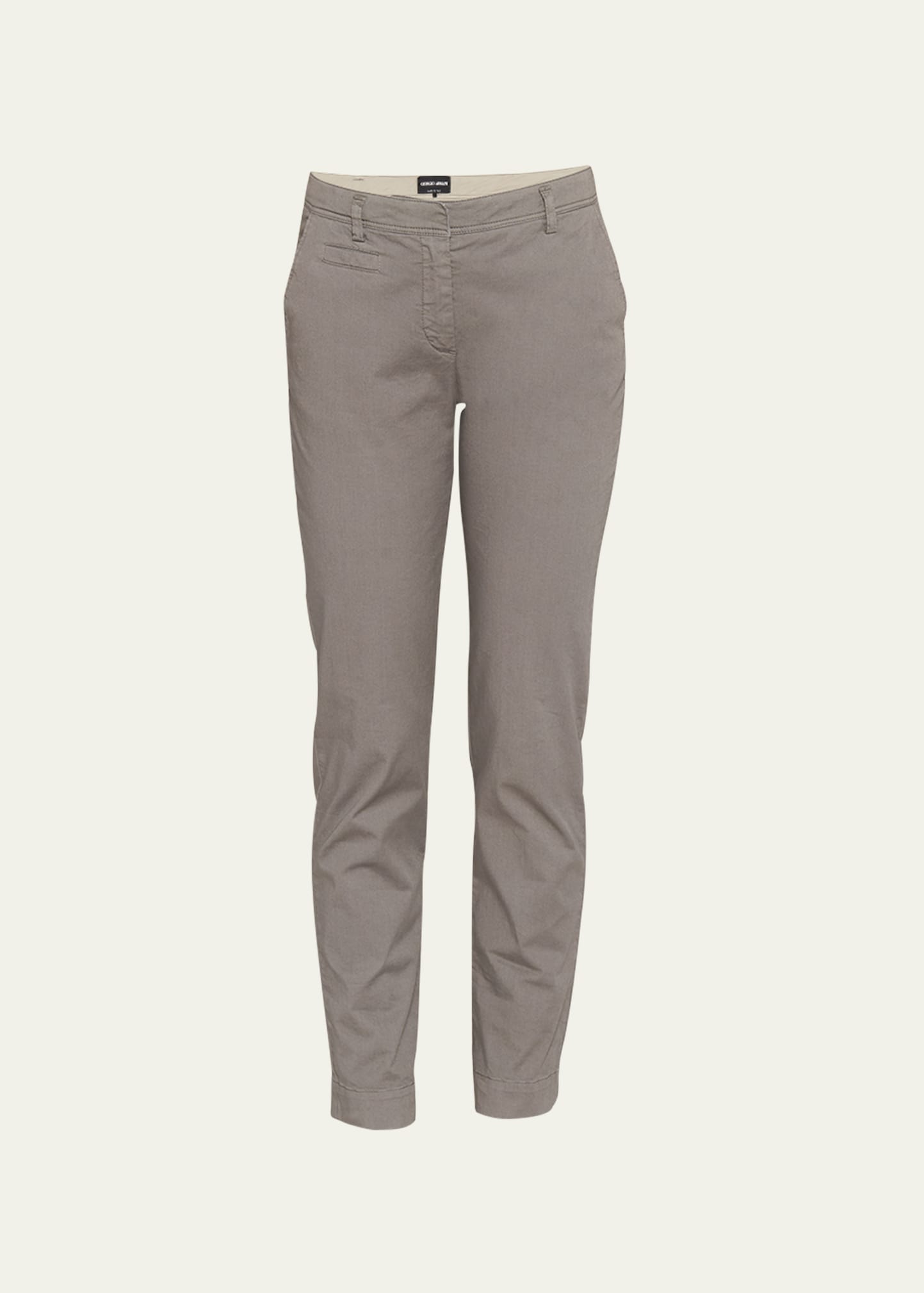 Giorgio Armani Straight-leg Chino Ankle Pants In Solid Medium Grey