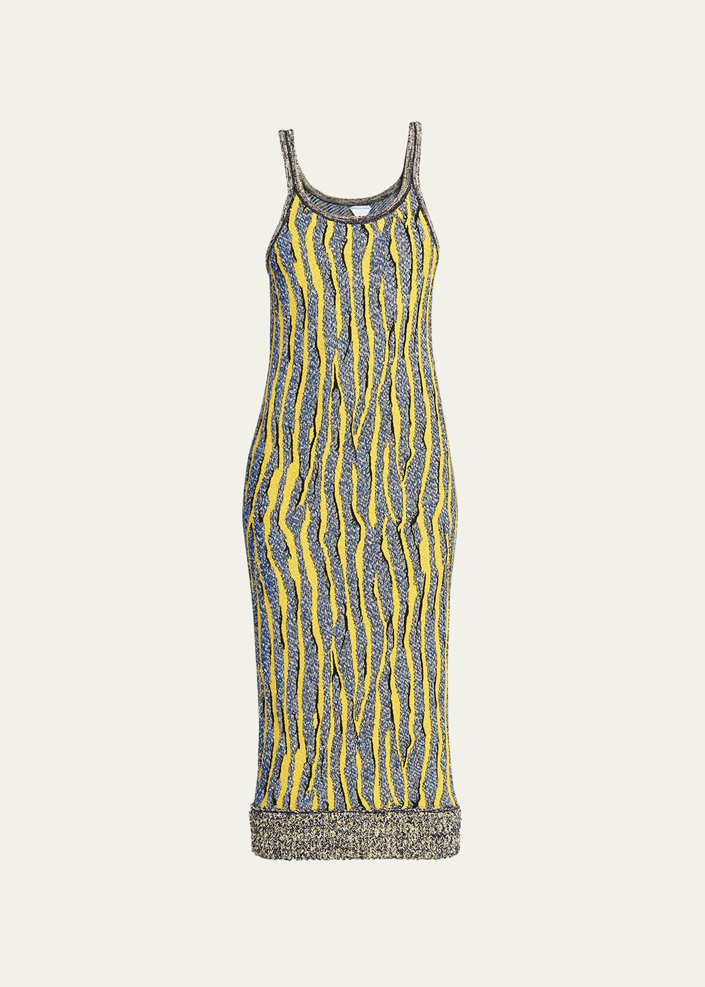 Bottega Veneta Women's Knit Animal-jacquard Midi-dress In Oro