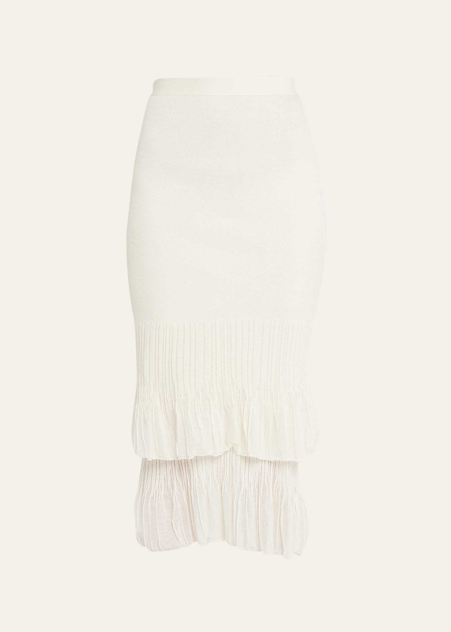 Shop Bottega Veneta Two-in-one Rib Underpinning Midi Skirt In Ebanolotu