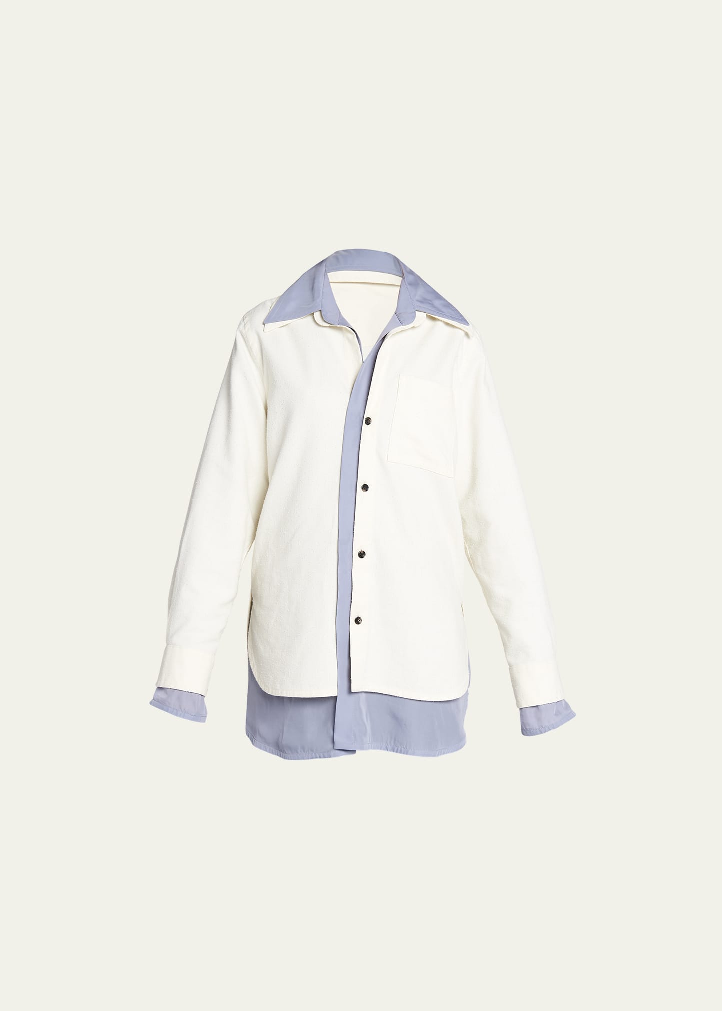 Shop Bottega Veneta Layered Button-front Cotton Shirt In Ashtea