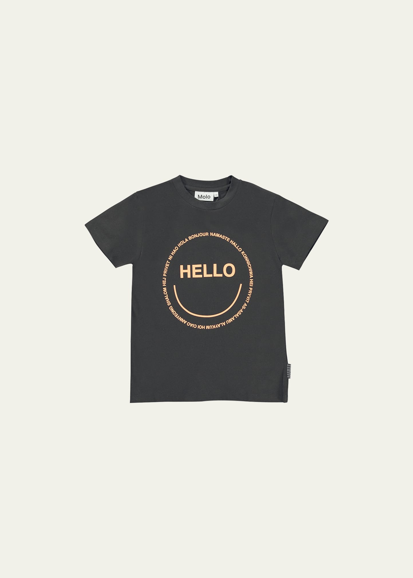 Molo Kid's Roxo Happy Face Hello Graphic T-shirt In Black