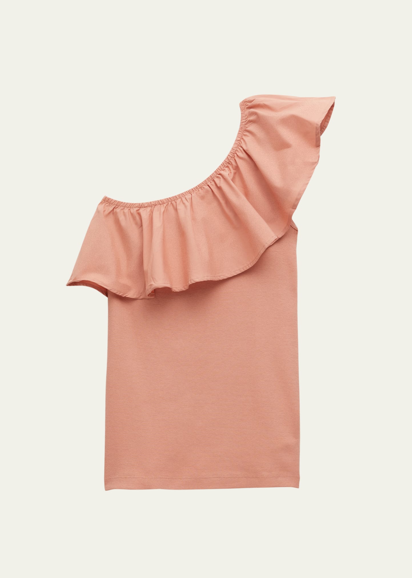 Molo Kids' Girl's Rebecca One Shoulder Ruffled Top In Muted Rose