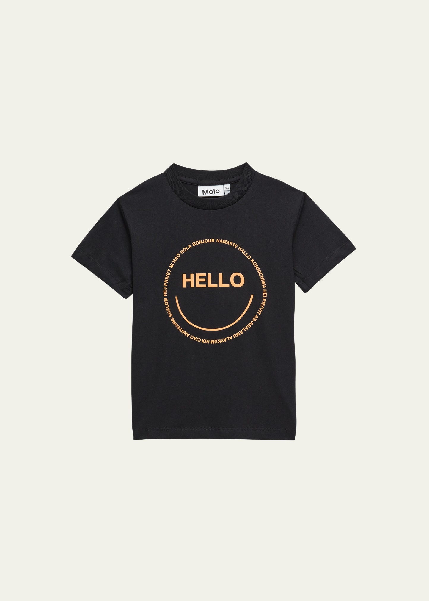 Molo Kid's Roxo Happy Face Hello Graphic T-shirt In Black